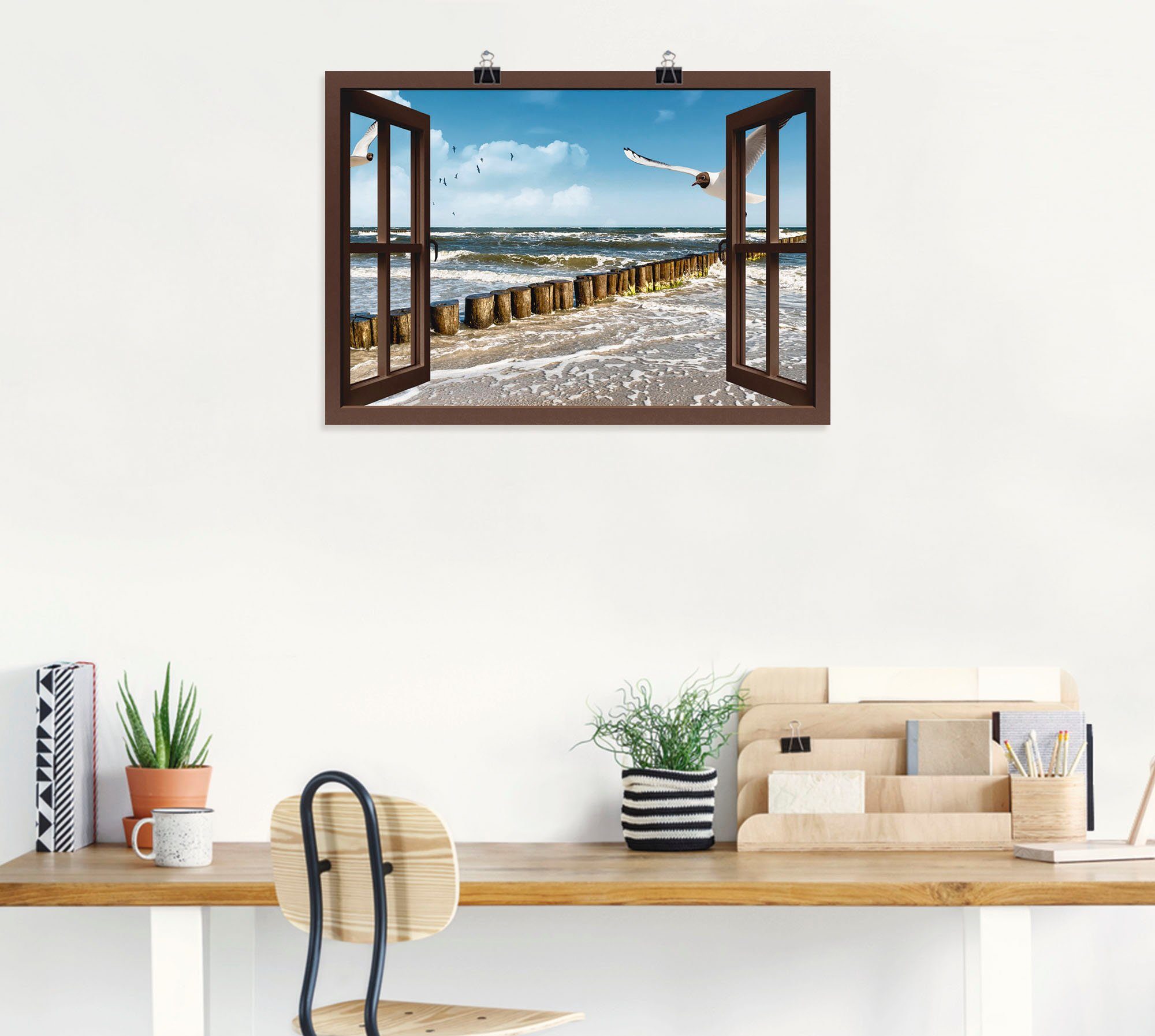 Artland Artprint Blik uit het venster - Oostzee als artprint op linnen, muursticker of poster in verschillende maten