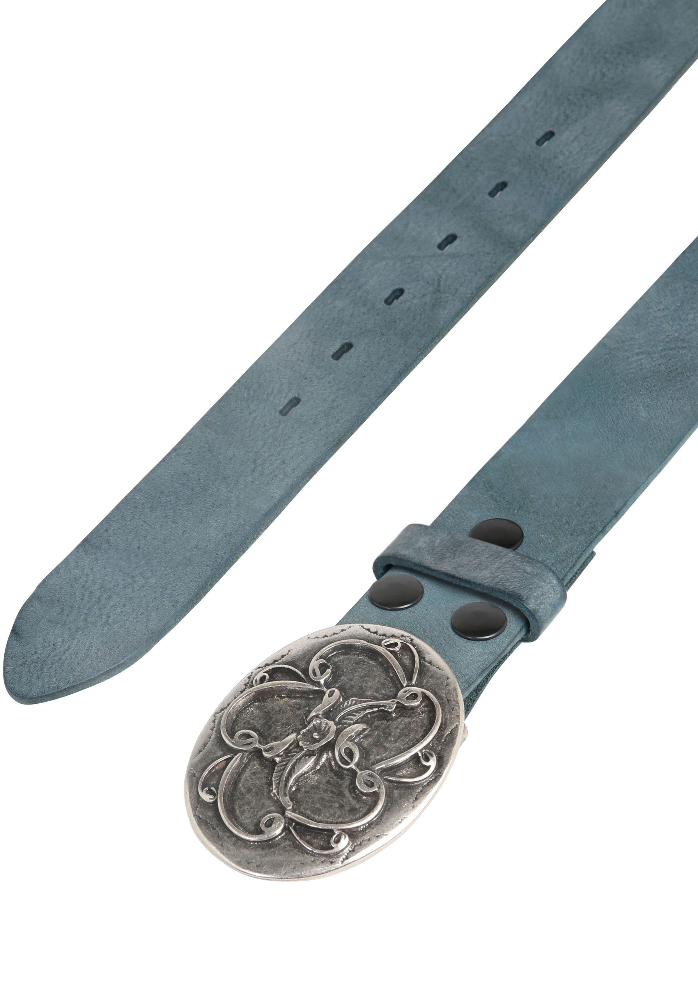 RETTUNGSRING by showroom 019° Leren riem met verwisselbare sluiting "bloem krul"