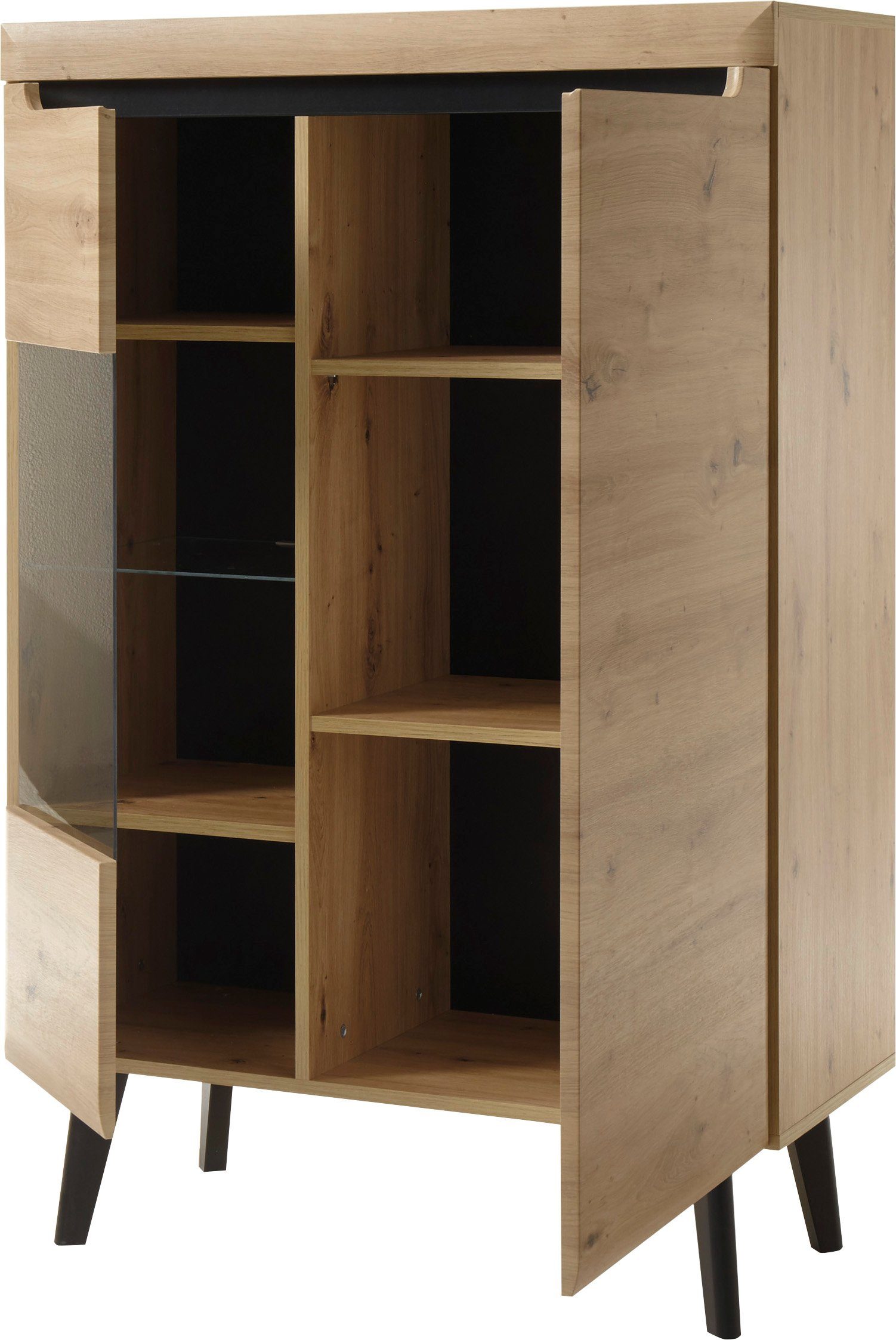 INOSIGN Vitrinekast Torge, hoge kast, glazen vitrine, staande vitrine, vitrinekast in drie verschillende kleuren beschikbaar, glazen deur & -bodem, 90 cm breed (1 stuk)