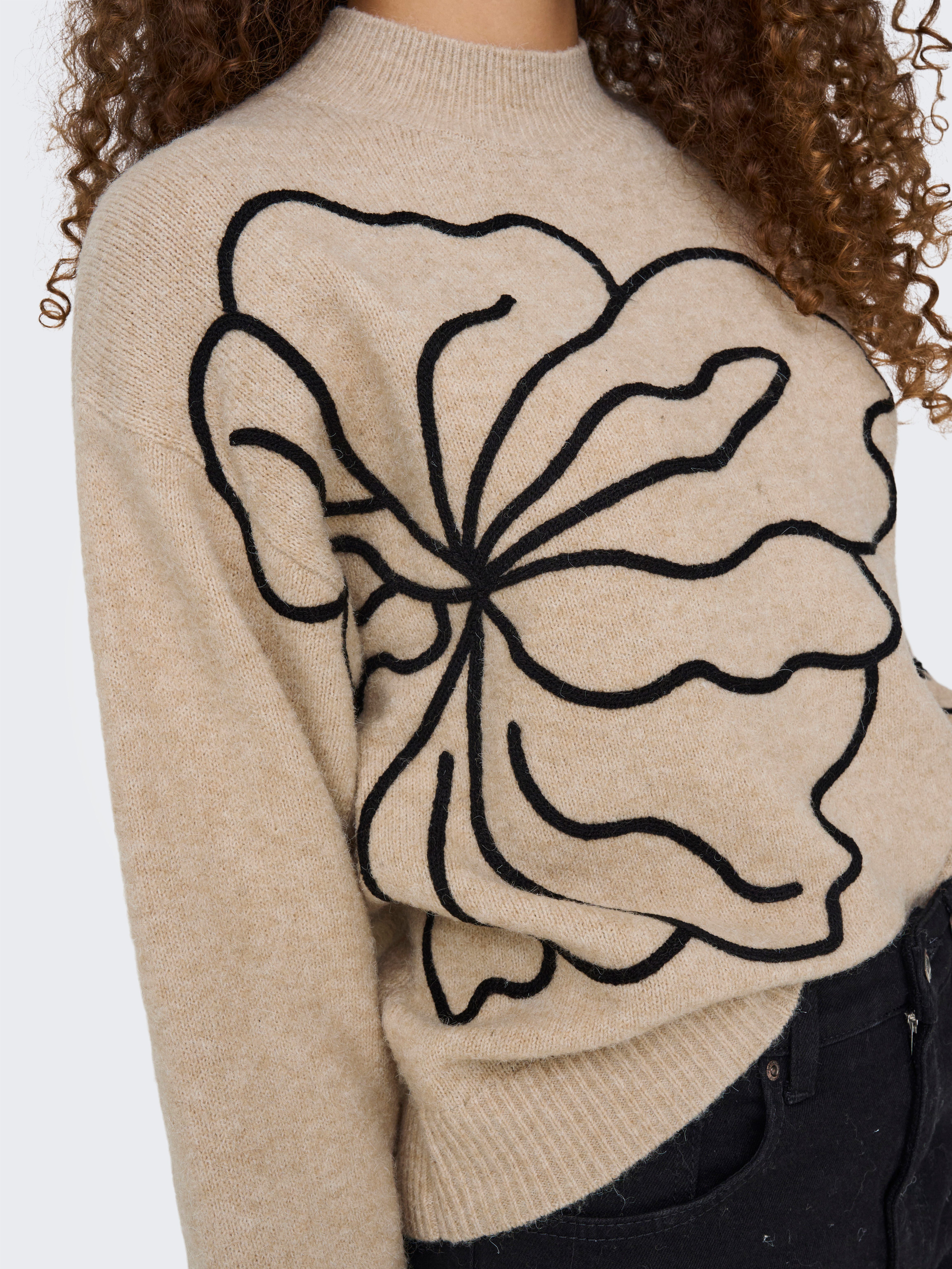 JDY Gebreide trui JDYJELLA L/S FLOWER PULLOVER KNT NOOS
