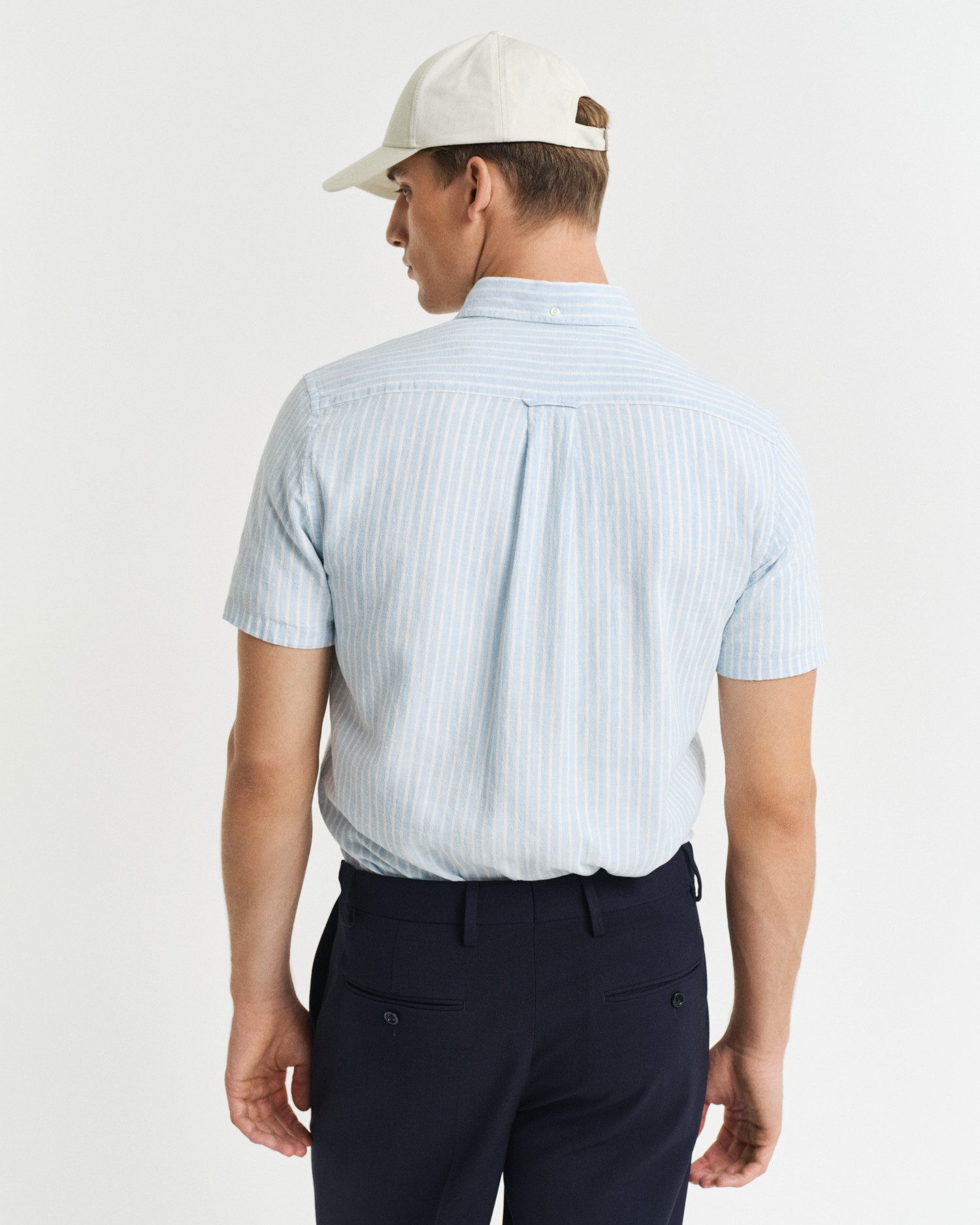 Gant Overhemd met korte mouwen REG COTTON LINEN STRIPE SS SHIRT