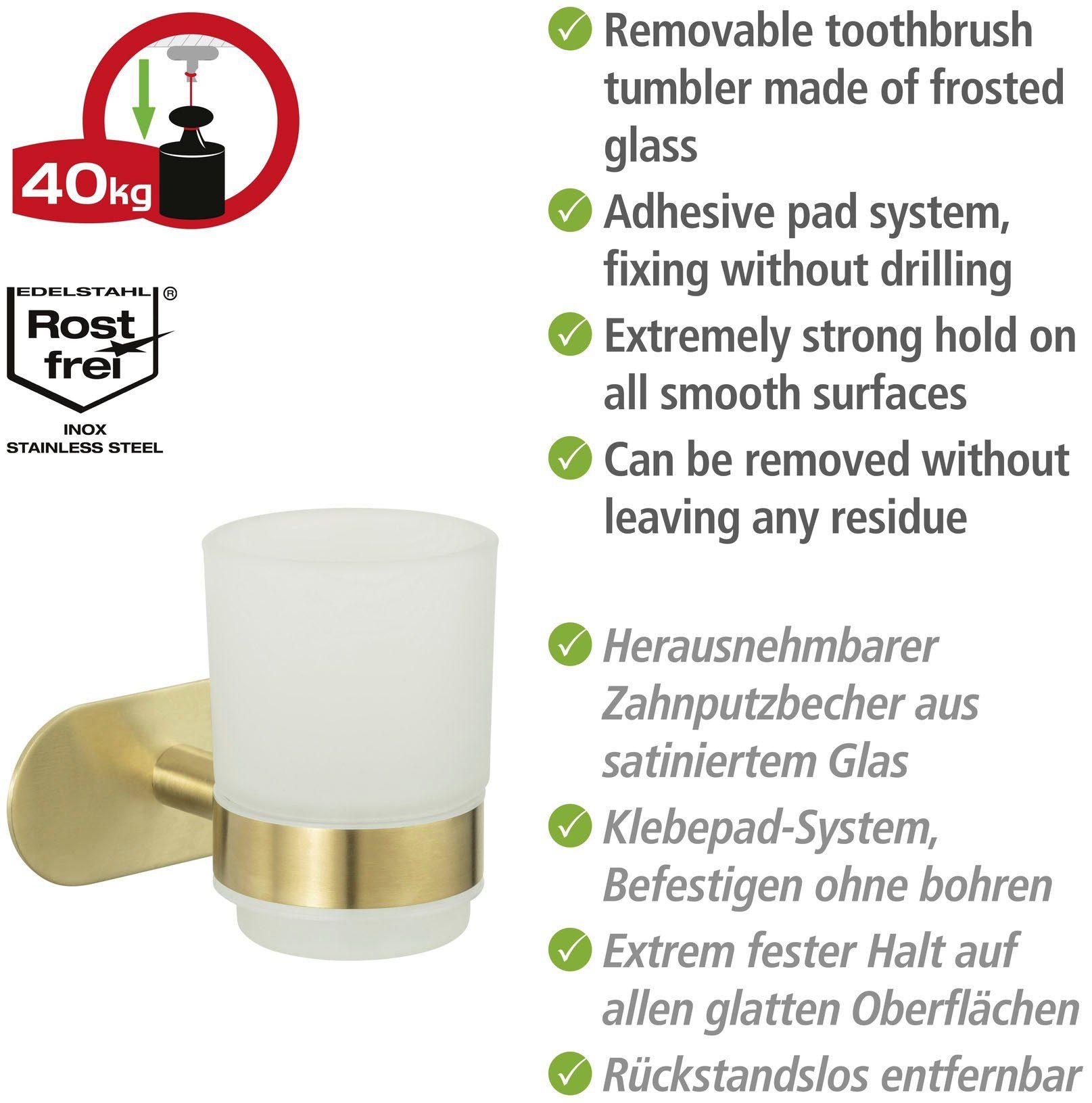 WENKO Poetsbeker Turbo-Loc® Uno Orea Bevestigen zonder boren
