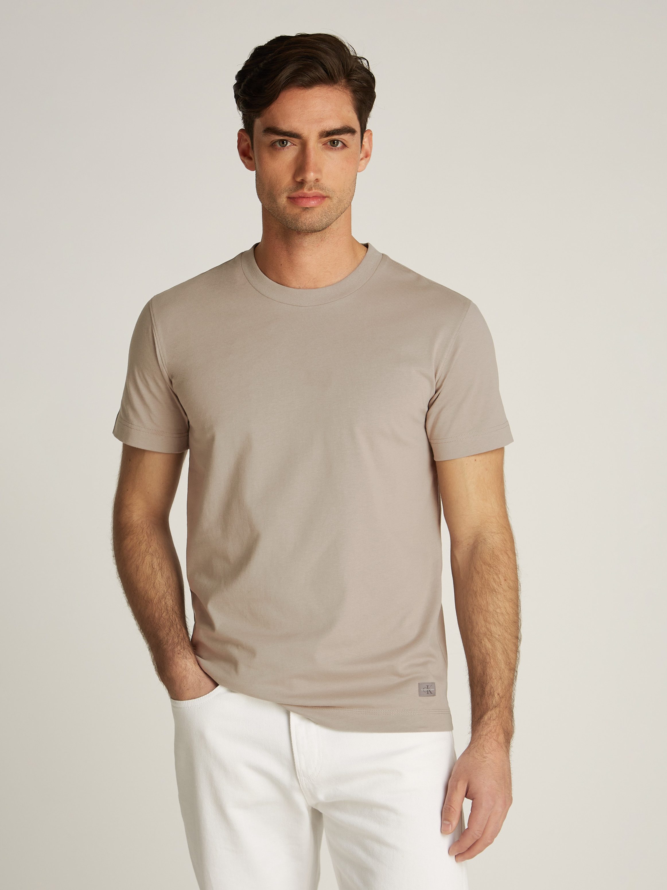 Calvin Klein Shirt met ronde hals WOVEN LABEL REGULAR TEE