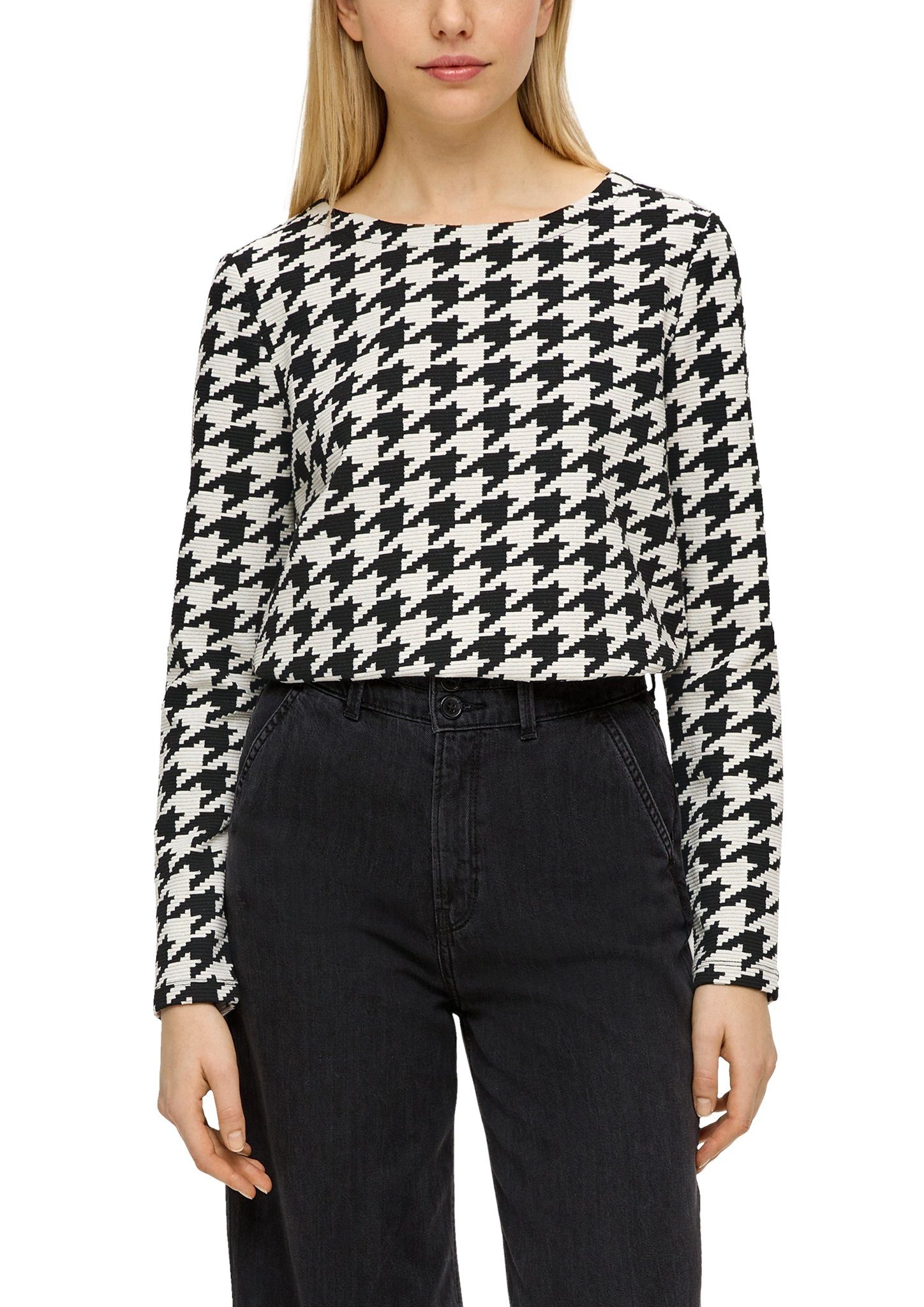 s.Oliver Sweatshirt met pied-de-poulemotief