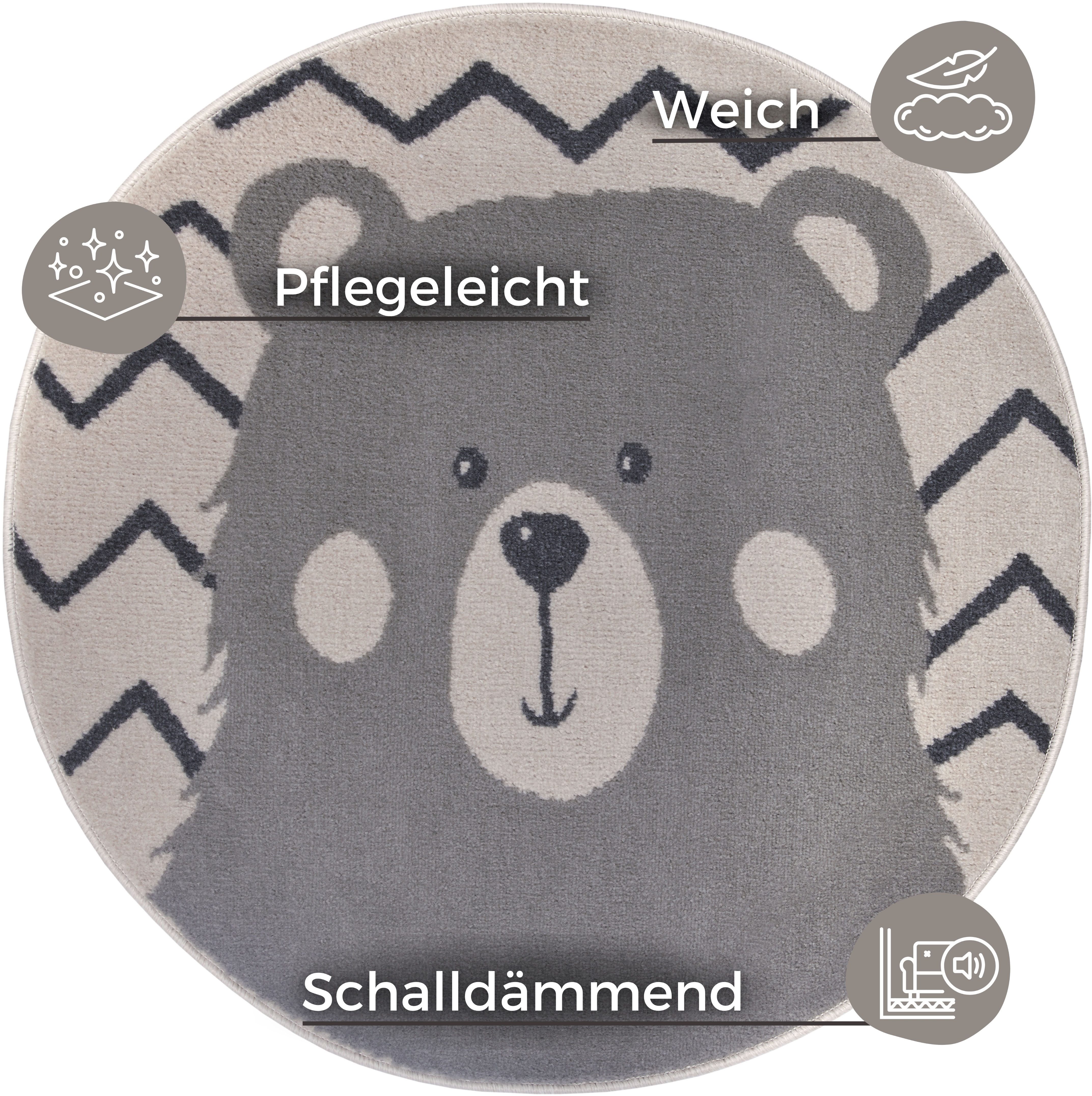 HANSE Home Kindervloerkleed Adventures Bear Speeltapijt, stevig, kinderkamer, kortpolig, speelondergrond
