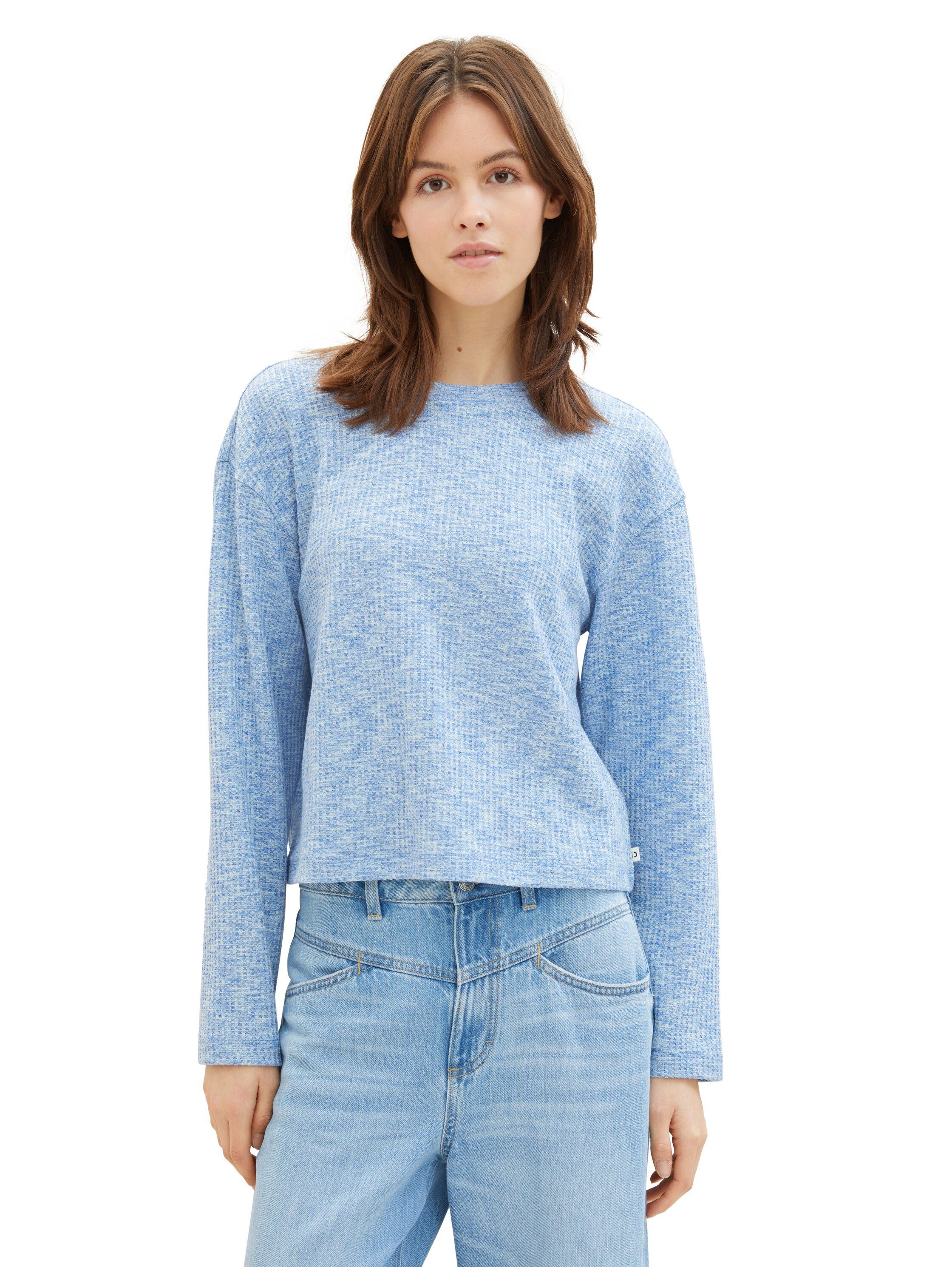 Tom Tailor Denim Shirt met ronde hals met lange mouwen en viscose dames shirts met ronde hals maat XXL blauw