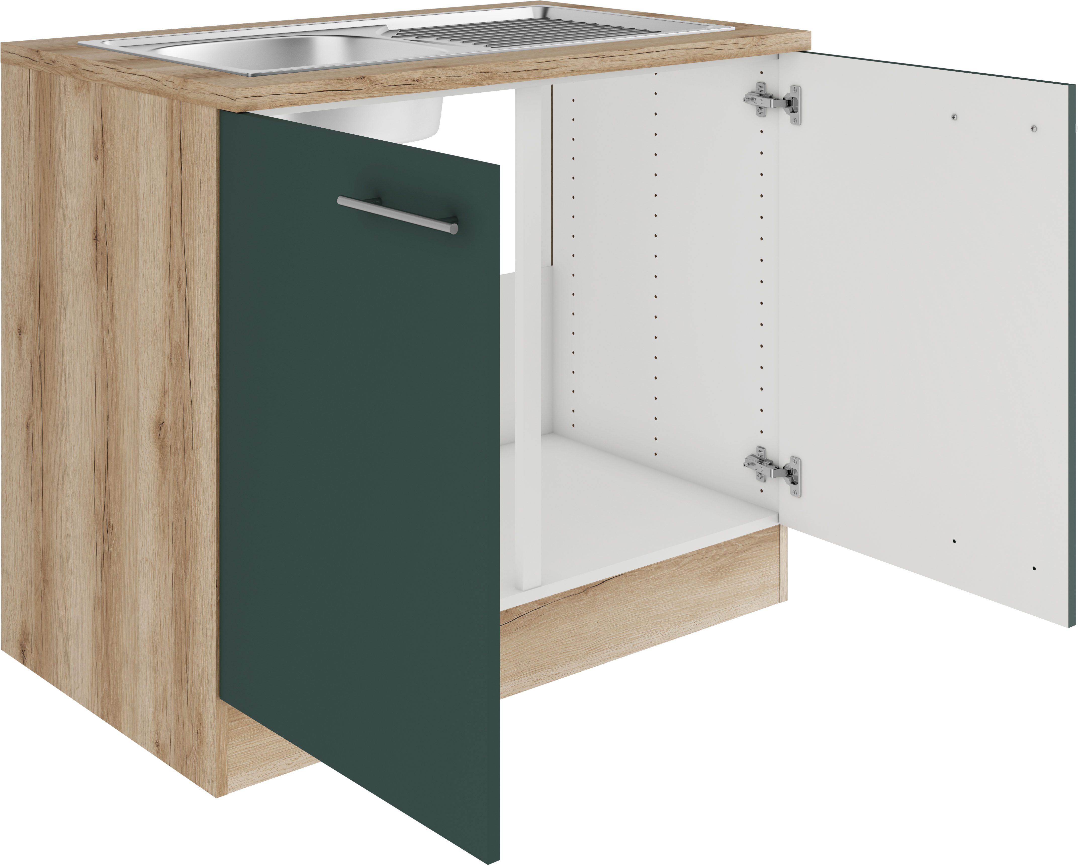 OPTIFIT Gootsteenkast Bella Breedte 100 cm, met roestvrijstalen inbouwspoelbak