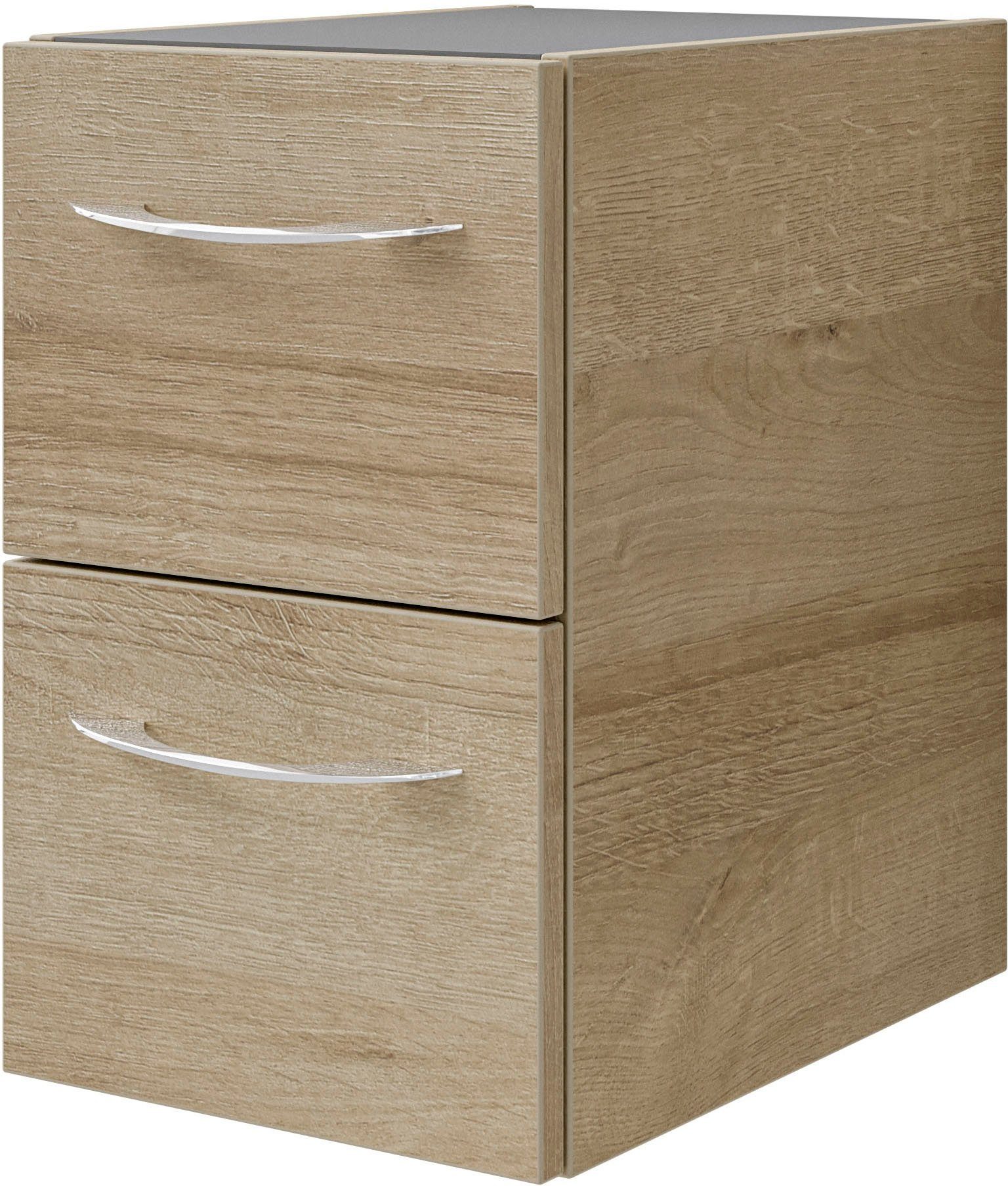 Saphir Wastafelonderkast Serie 4035 keramieken opzetwasbak met onderkast, 118 cm breed Wasplaats, 4 lades, 1 deur, incl. deurdemper, handgreep chroom glans