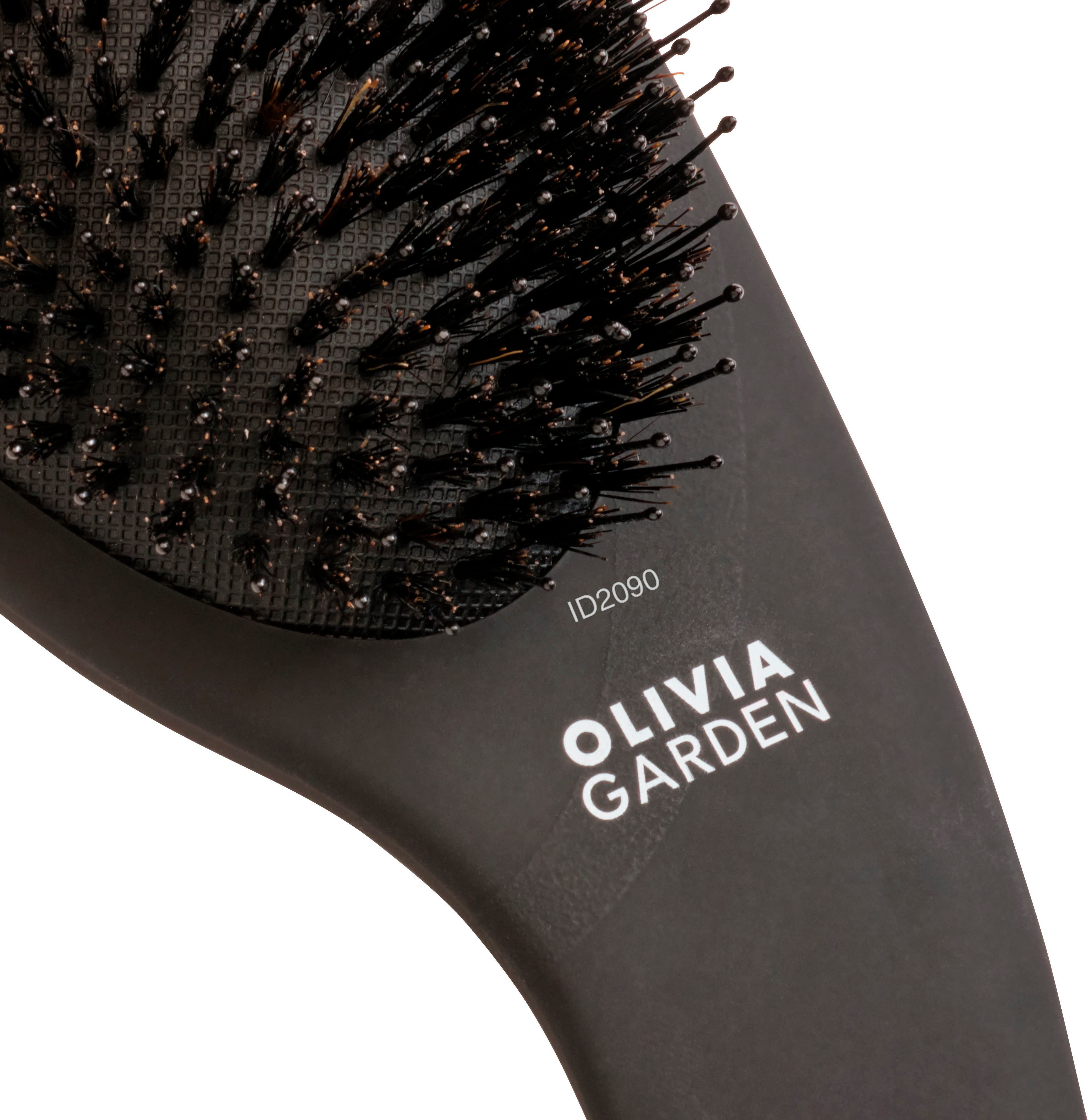 OLIVIA GARDEN Haarborstel EXPERT CARE CURVE varkenshaar & nylon haren mat zwart