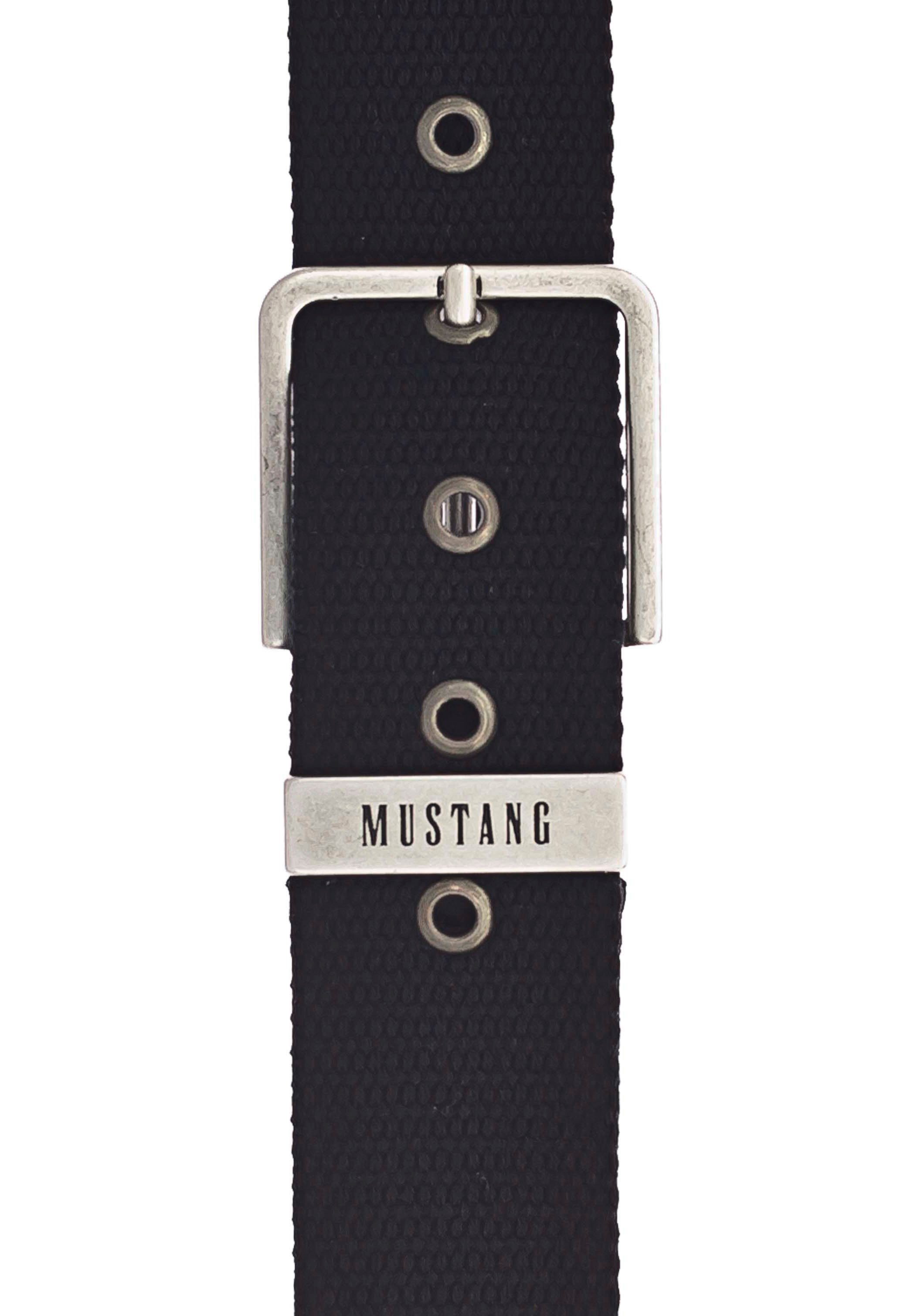 MUSTANG Stoffen riem Sluiting met used-look, lus met logo-opdruk