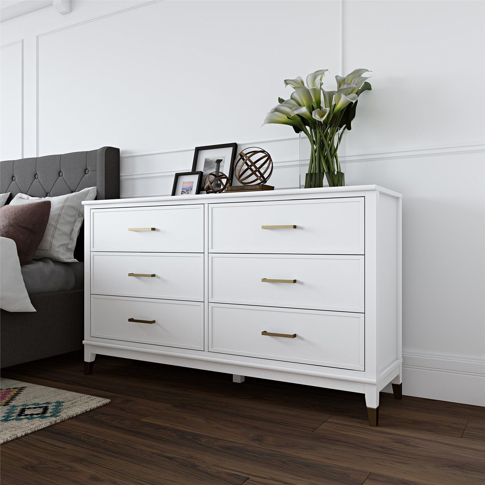 CosmoLiving by Cosmopolitan Kast Westerleigh met 6 laden, mdf, poten van massief hout, hoogte 85 cm, breedte 145 cm