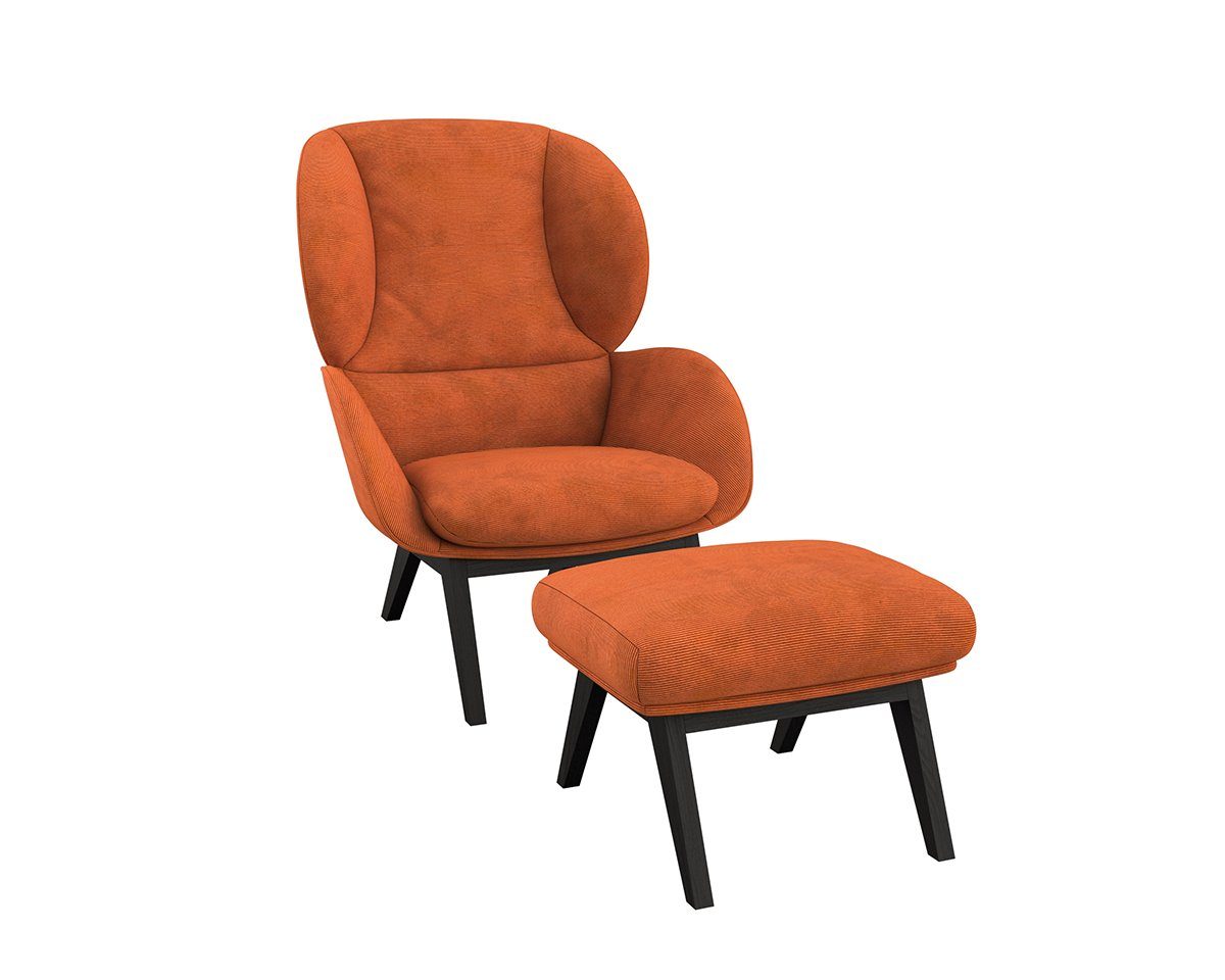 FLEXLUX Hocker Adria Zwarte poten, voetenbank/poef voor oorfauteuil