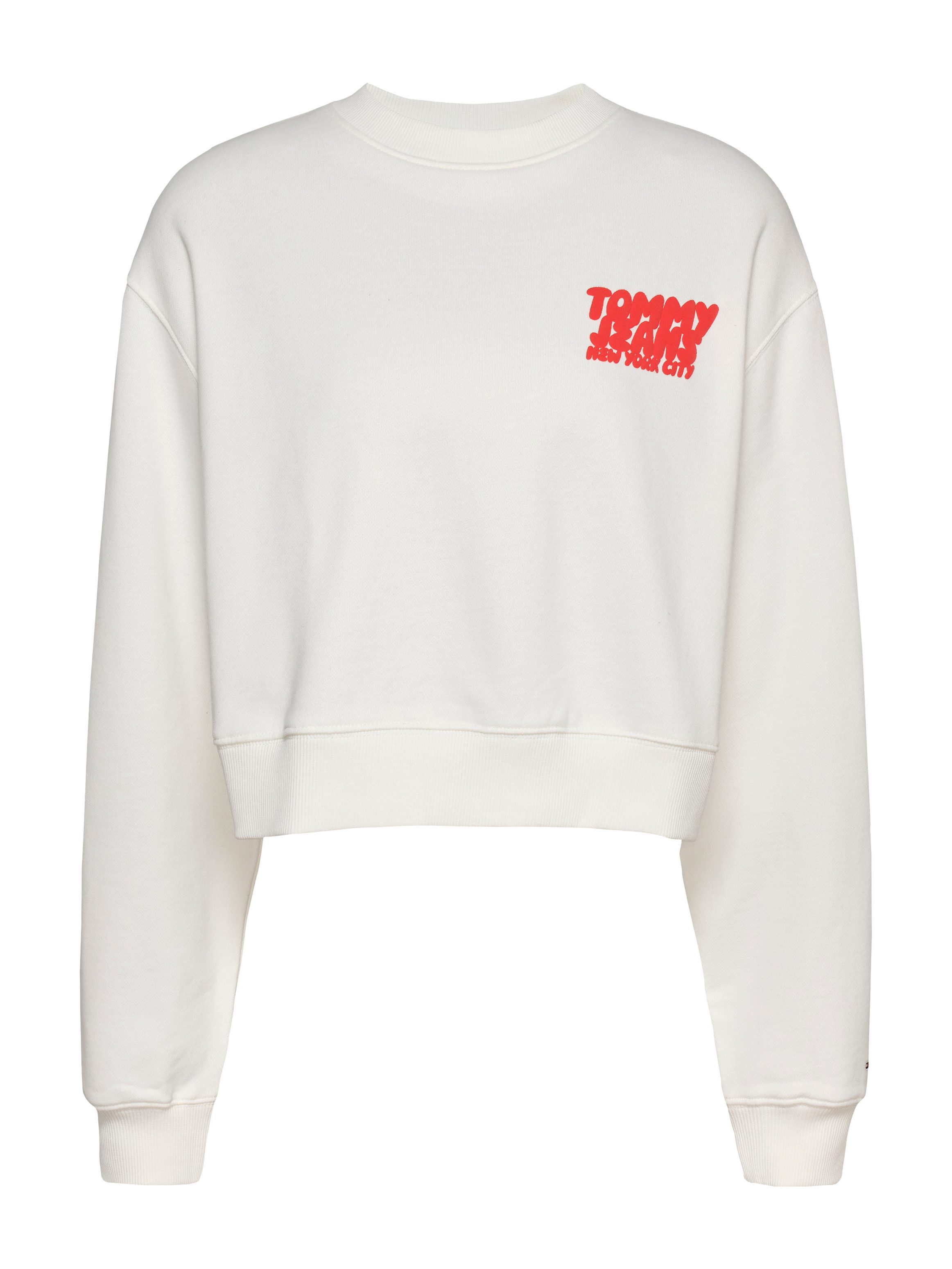 TOMMY JEANS Sweatshirt TJW RLX CRP TJ BUBBLE CREW met grote logoprint op de rug