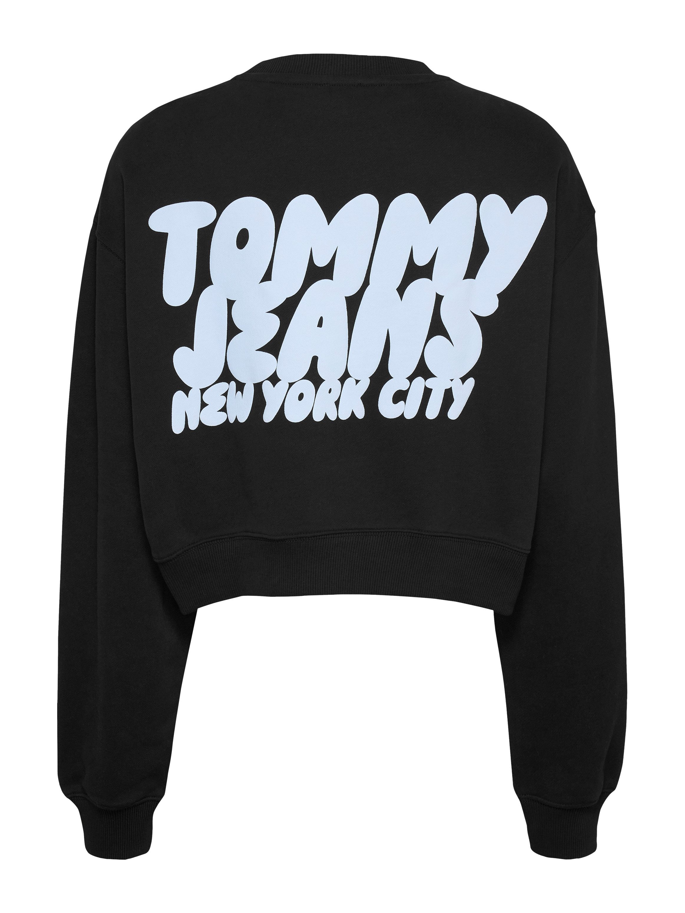 TOMMY JEANS Sweatshirt TJW RLX CRP TJ BUBBLE CREW met grote logoprint op de rug
