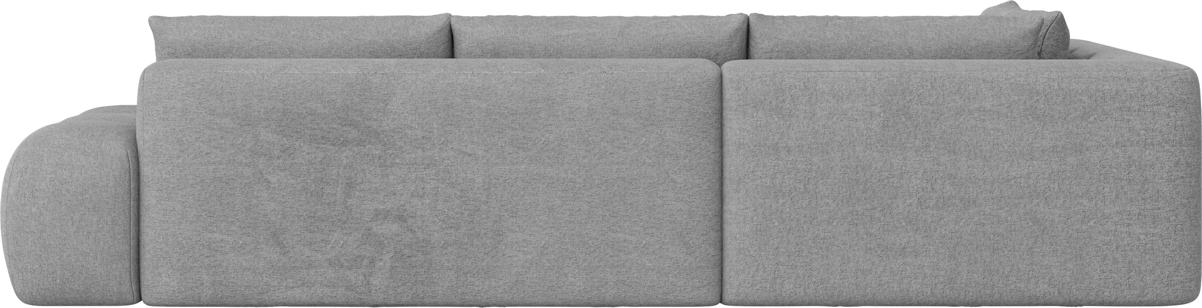 INOSIGN Hoekbank AZITA designsofa, elegant en comfortabel L-vorm, bubbel-look losse rugkussens, droomachtige stiksels, afmetingen b/d/h: 352/210/72 cm