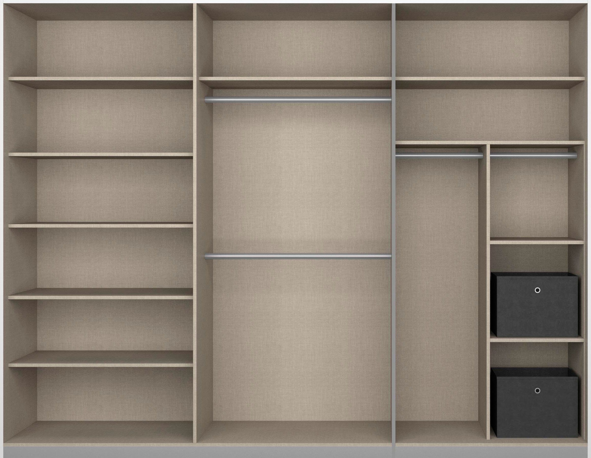 rauch Schuifdeurkast Kledingkast kast garderobe CORTONA met passe-partout en optionele verlichting inclusief indeling 2 boxen en planken