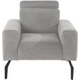 domo collection fauteuil lucera met verstelbare hoofdsteun, naar keuze met verstelbare rugleuning grijs