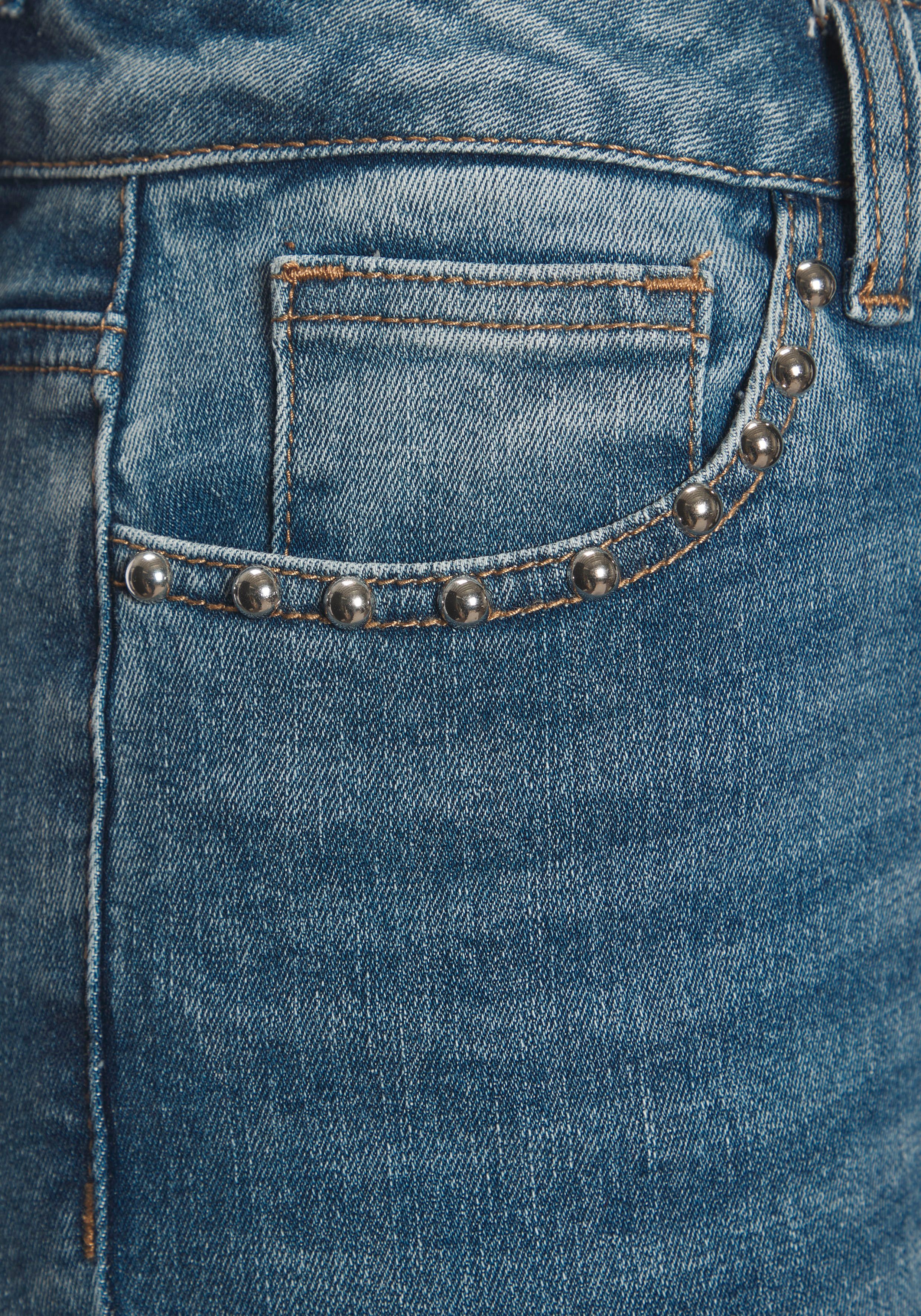 Buffalo 5-pocket jeans met split, studs details, skinny jeans, modieus