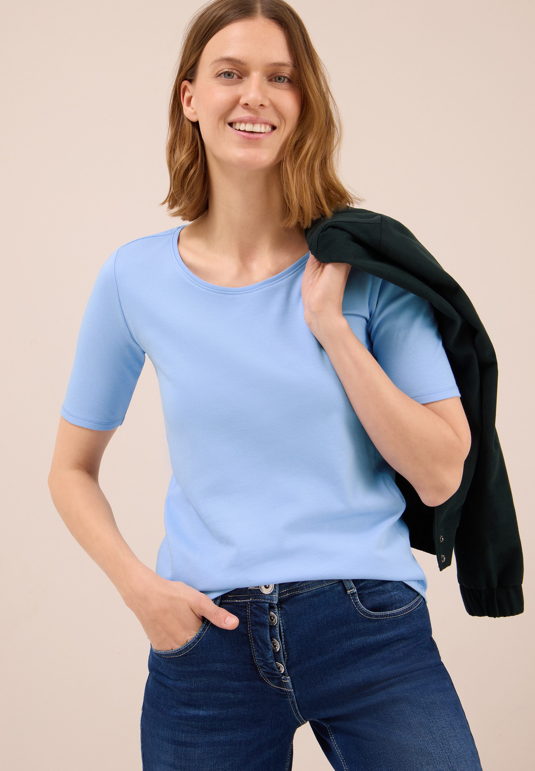 Cecil Shirt met ronde hals Stijl Lena met korte mouwen