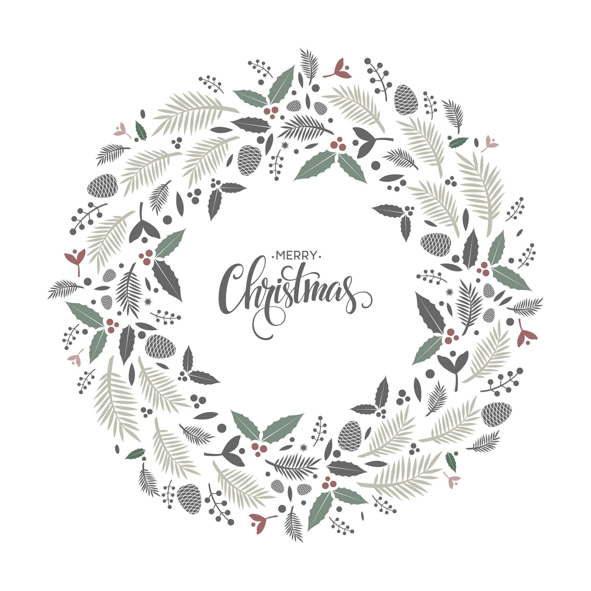 queence Sierkussen Lavendel Kussenhoes, Vrolijk Kerstfeest, wit, krans, kerst, feestelijk, decoratief (1 stuk)
