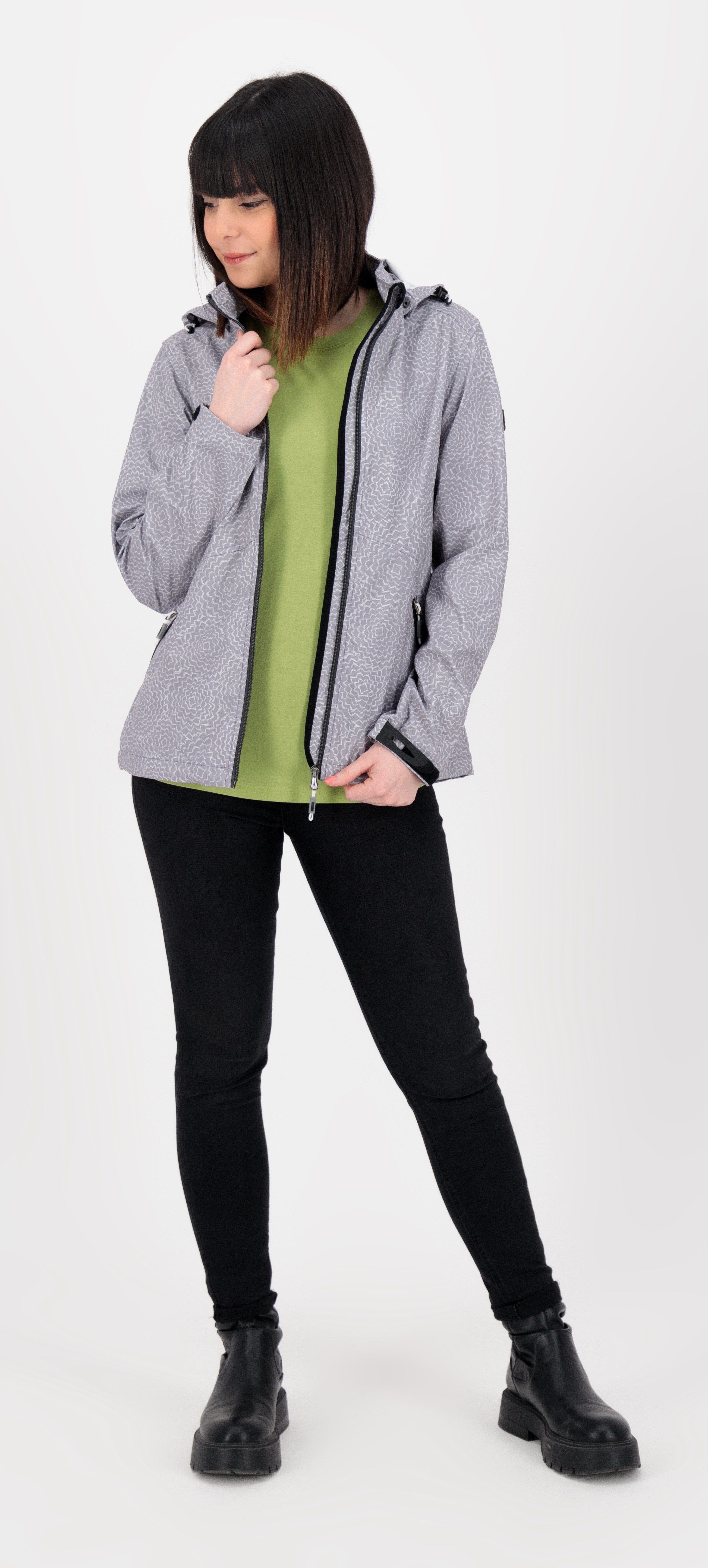 LPO Softshell-jack SHELBY PEAK II licht softshell-jack met all-over-print en afneembare capuchon
