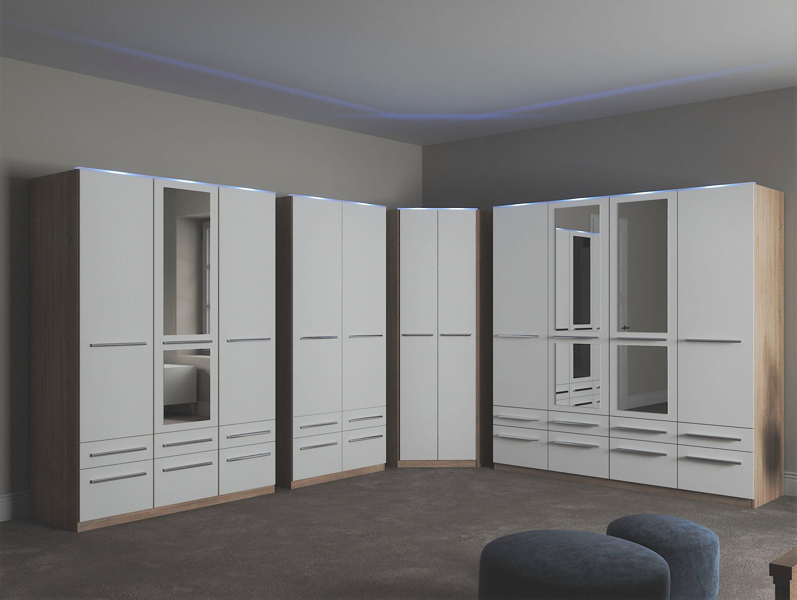 priess Kledingkast Kast garderobe waskast Barcelona in 5 breedtes veel opbergruimte, ruime lades, met spiegel, made in germany