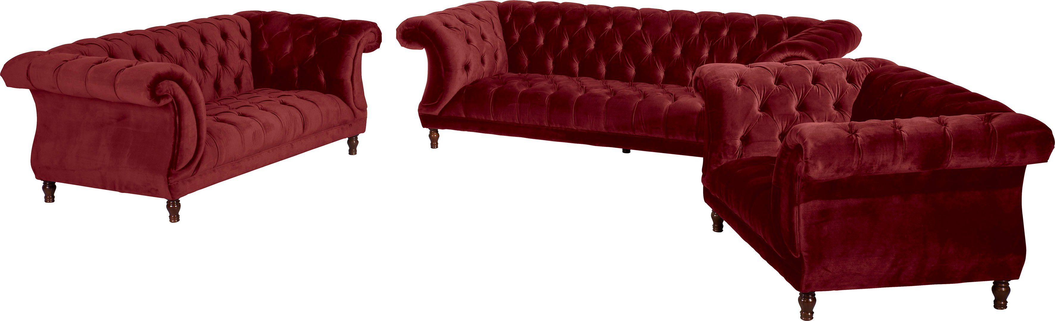 Max Winzer® Loveseat Isabelle, loungestoel Capitonnage & gedraaide poten in beuken notenkleur, breedte 167 cm