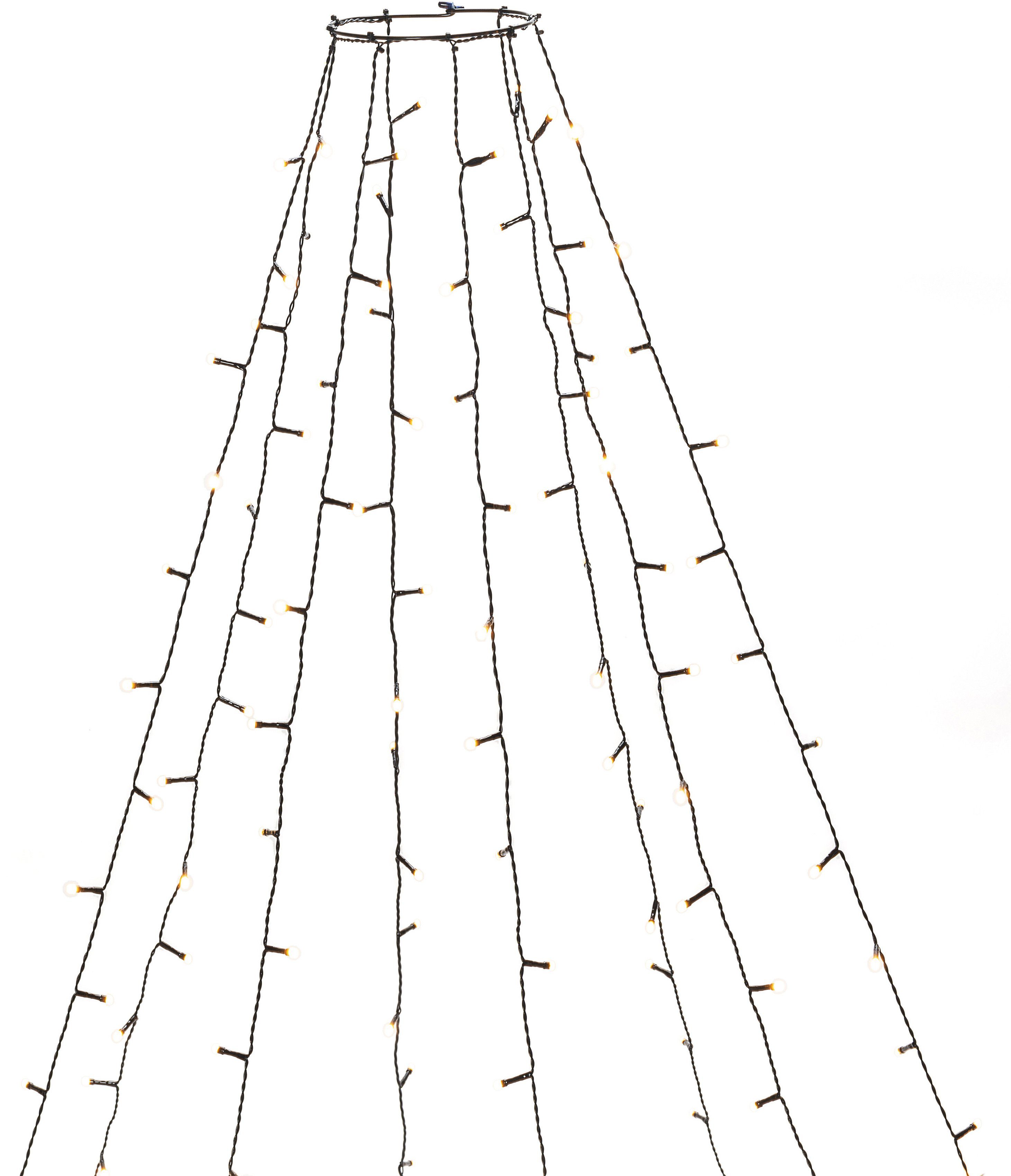 KONSTSMIDE Led-boomverlichting Kerstversiering buiten, kerstversiering, 8 uurs timer Ring Ø 15, 8 strengen à 50 amberkleurige diodes, voorgemonteerd