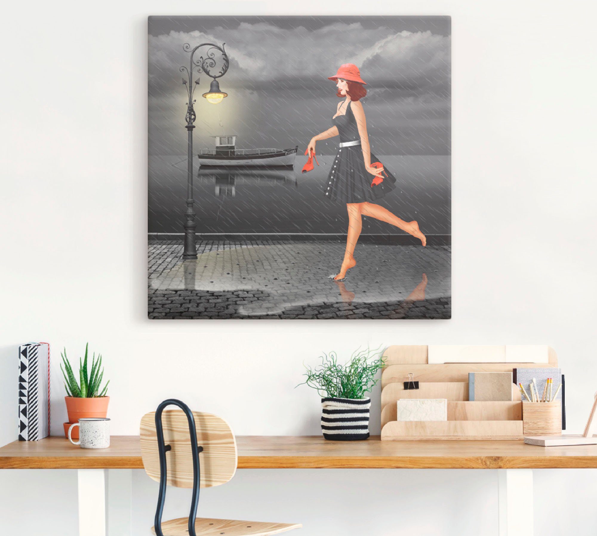 Artland Artprint Dansen in de regen als artprint op linnen, poster in verschillende formaten maten