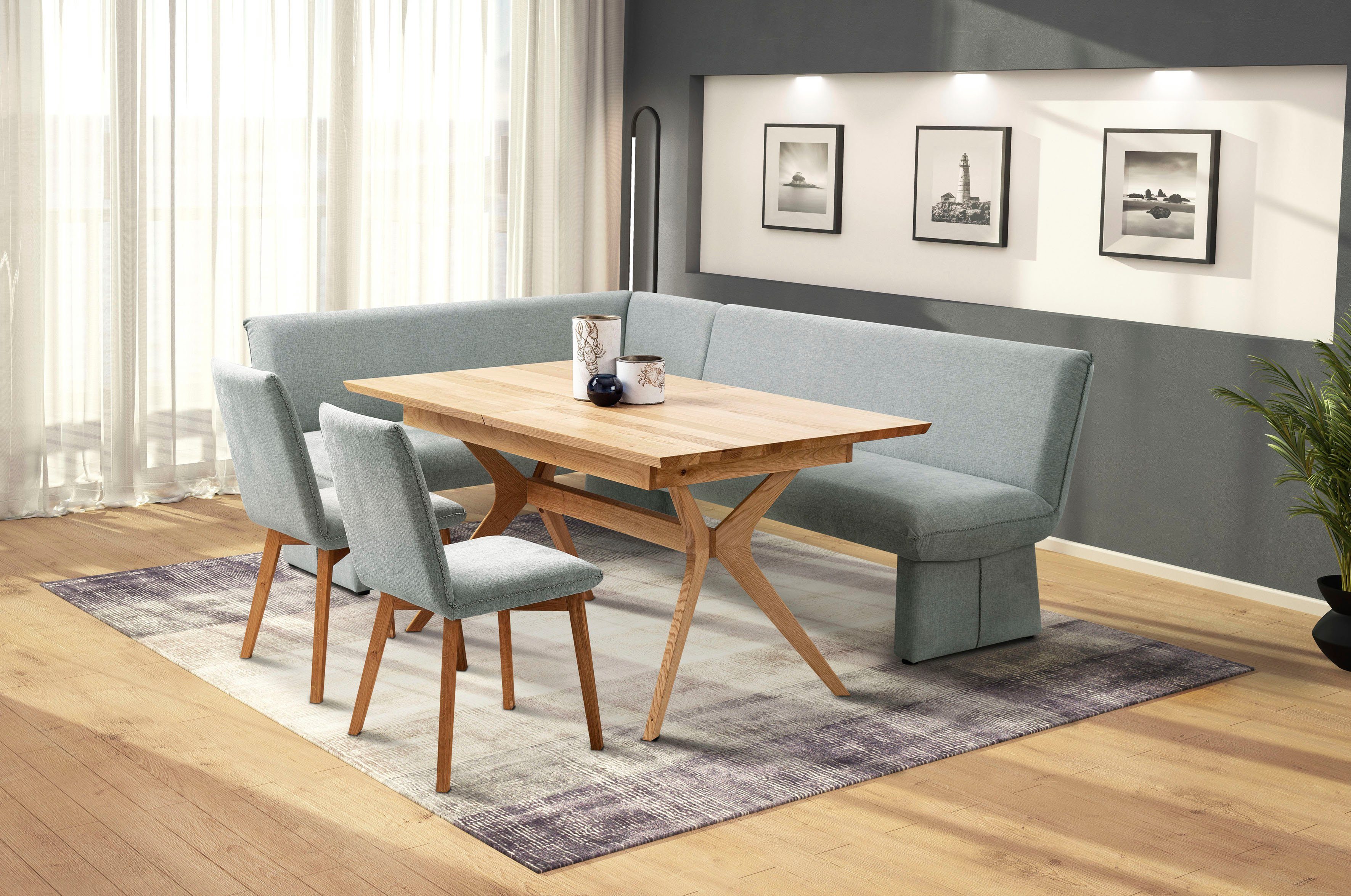 Home affaire Hoekbank Londen met golfvering in de zitting, lange zijde breedte 240 cm