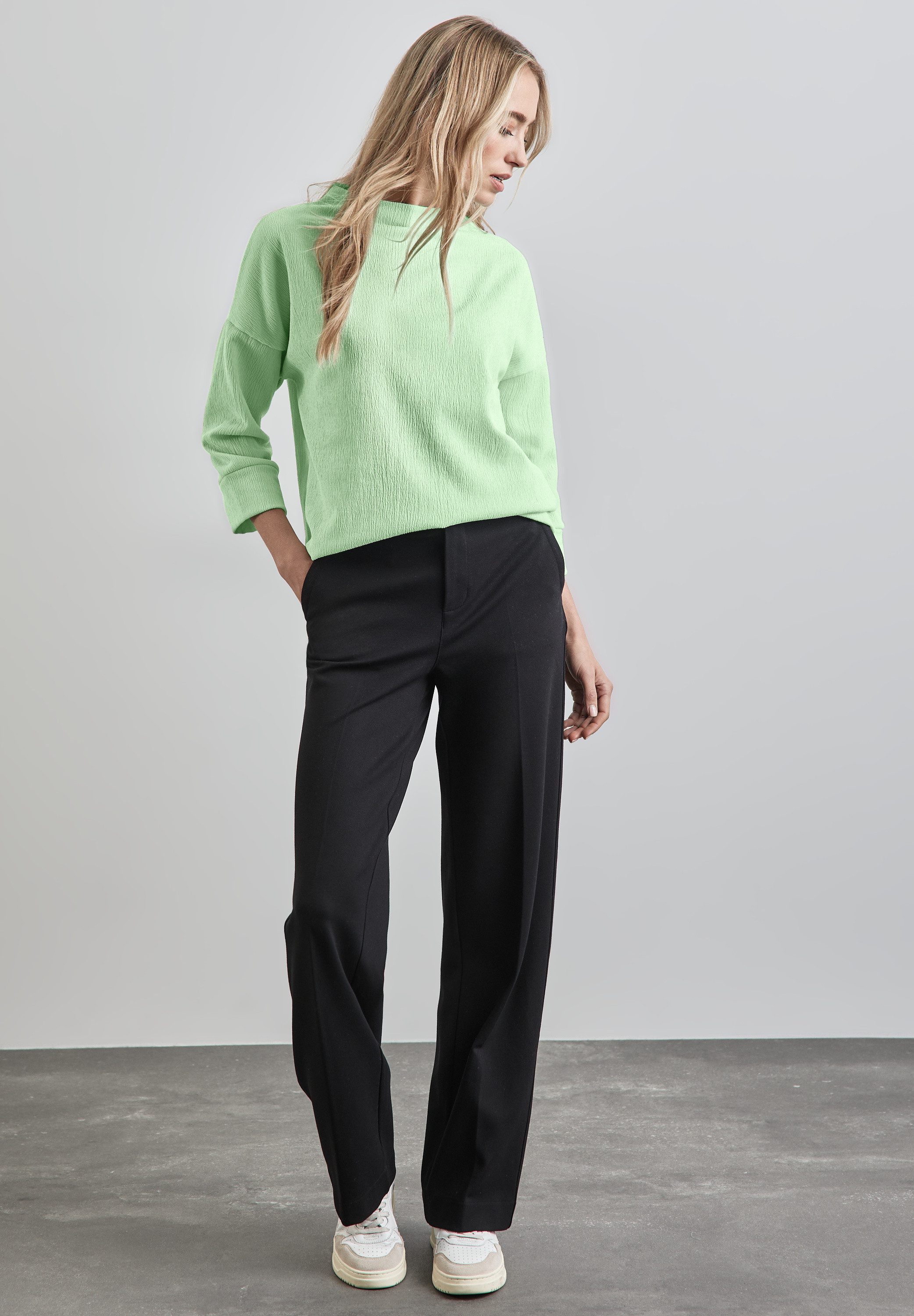 STREET ONE Shirt met 3 4 mouwen met structuur
