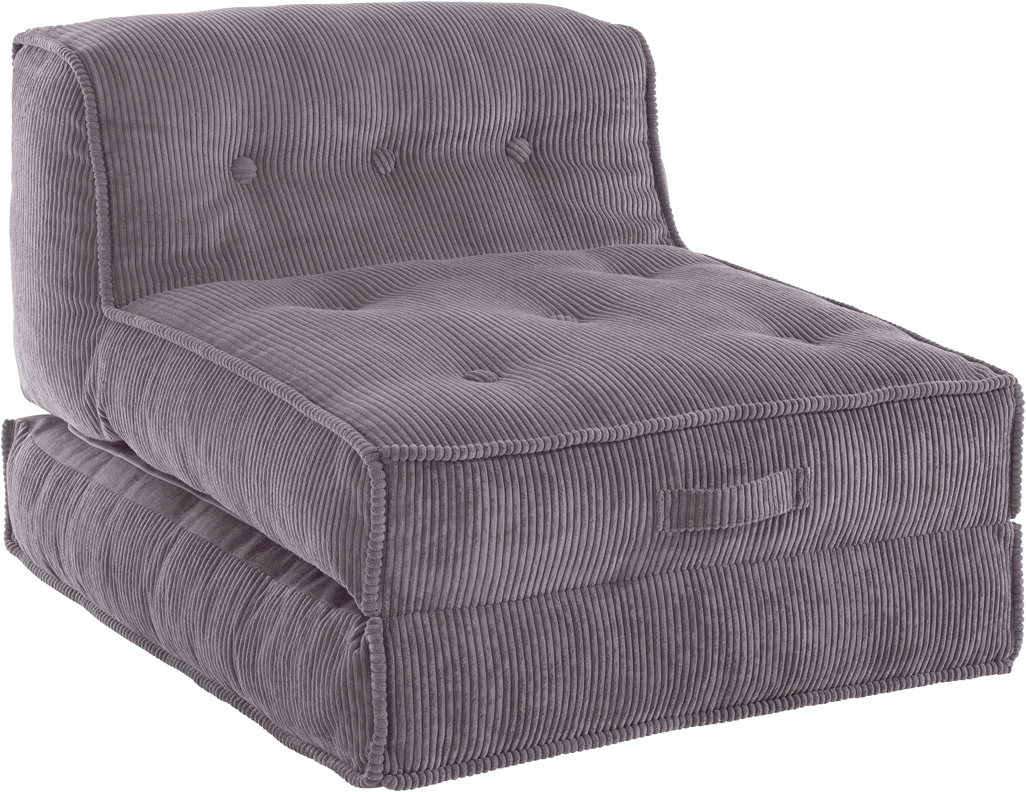 INOSIGN Fauteuil Pia Loungestoel van corduroy, in 2 maten, poef-functie.