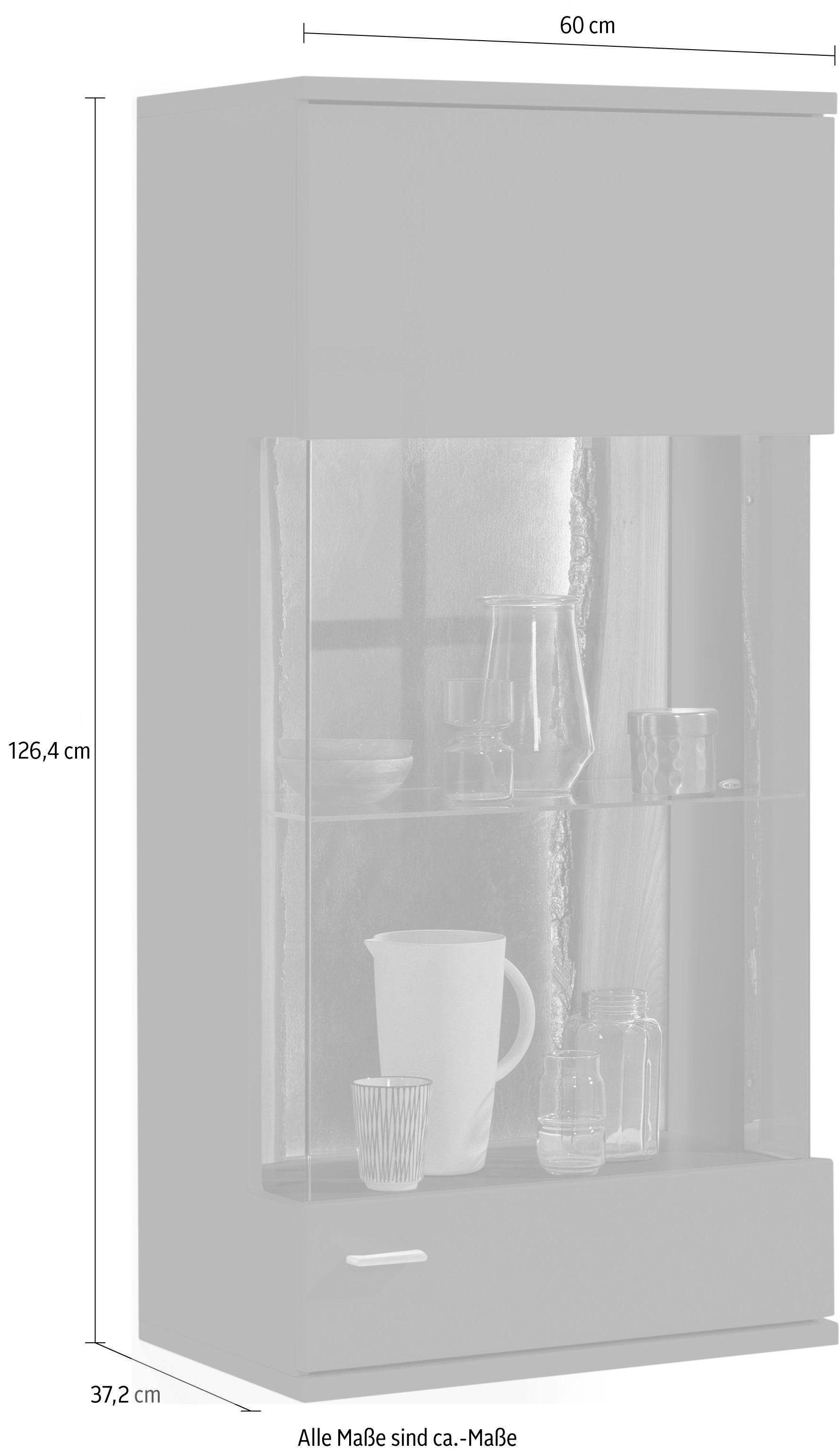 set one by Musterring Vitrinekast Tacoma Type 21/22, hoogte 126,4 cm, met getinte glasdeur