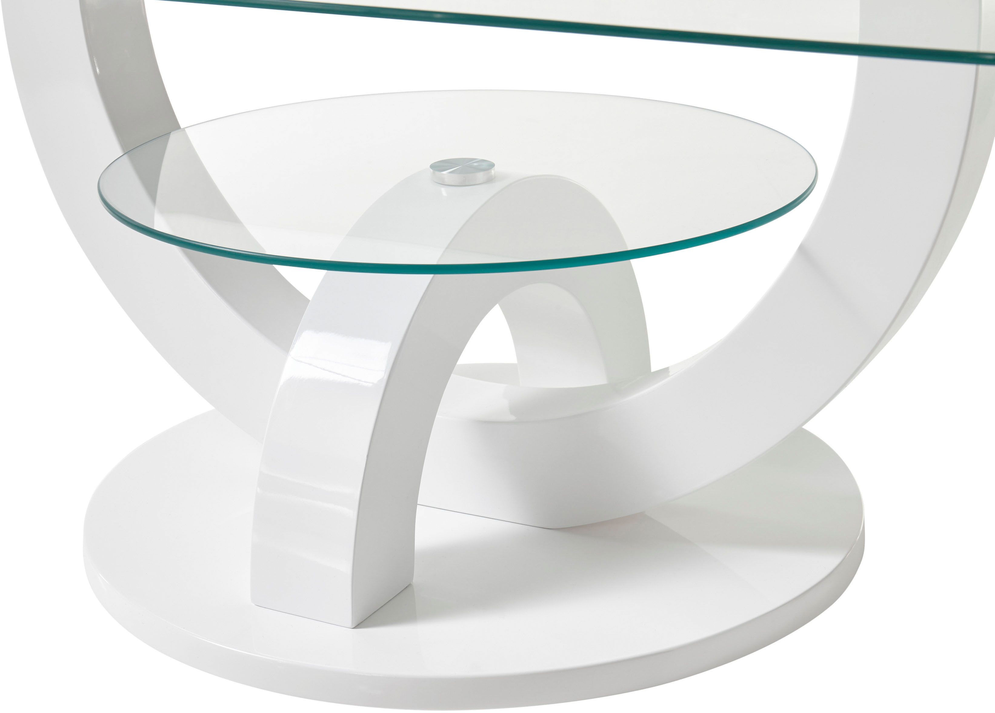 Stolkom Salontafel Boston, TOPSELLER! Glas tafel, tafel met U-vorm frame in wit hoogglans