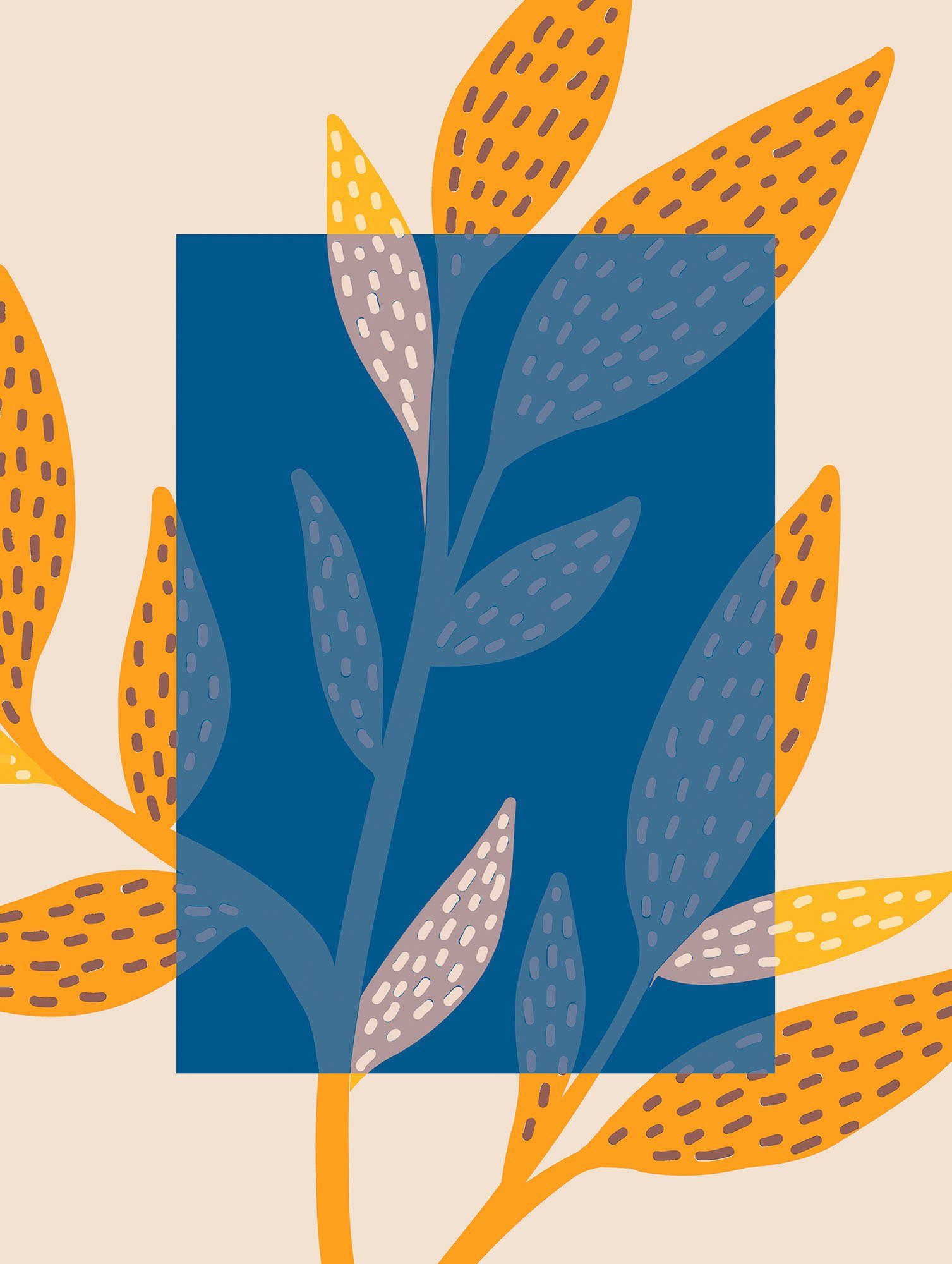 Komar Wanddecoratie Illustration Colorful Foliage (1 stuk) schilderijen maat 30 cm x 40 cm multicolor