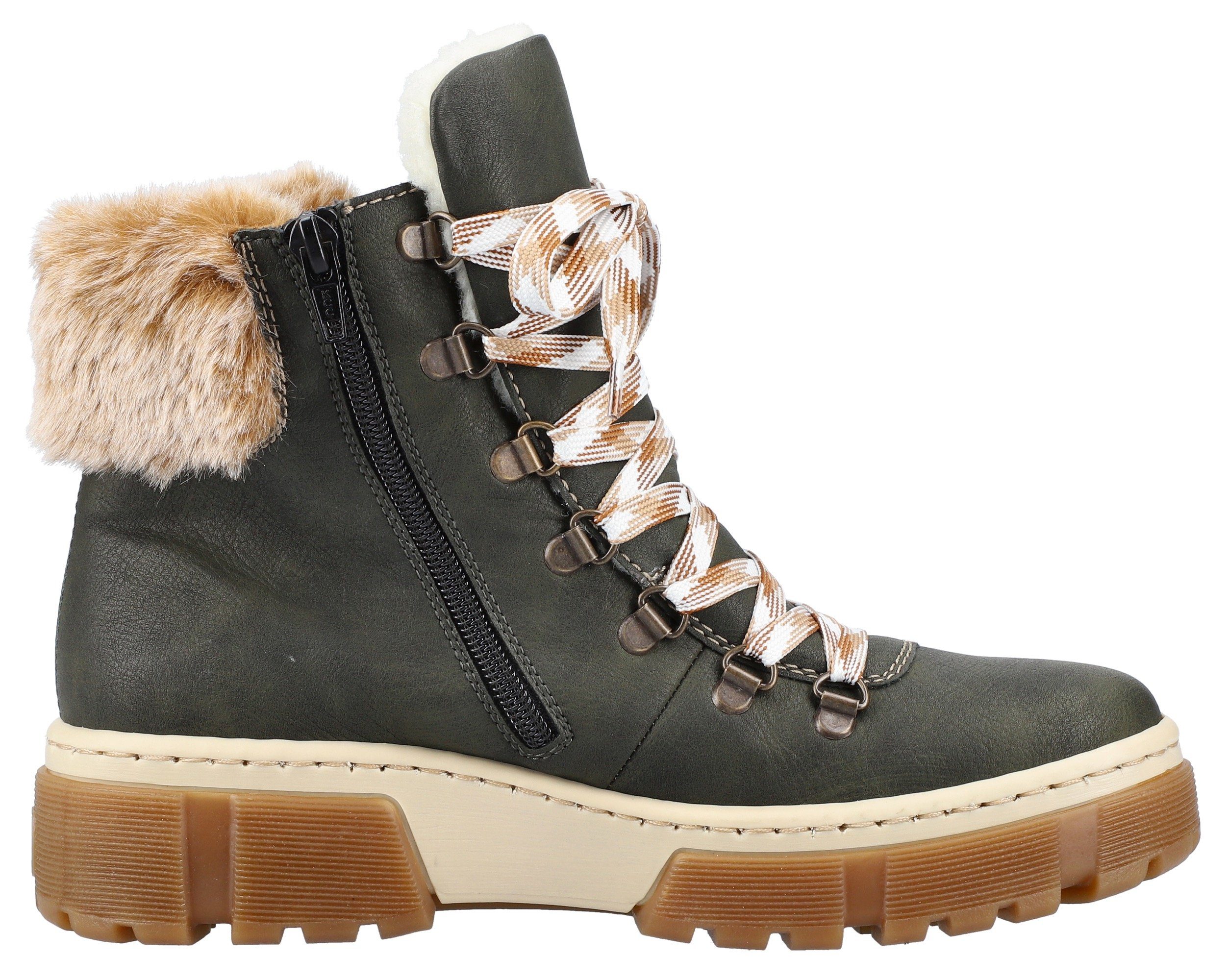 Rieker Winterlaarzen winterenkellaars, veterschoenen, plateau, met warmvoering-uitrusting