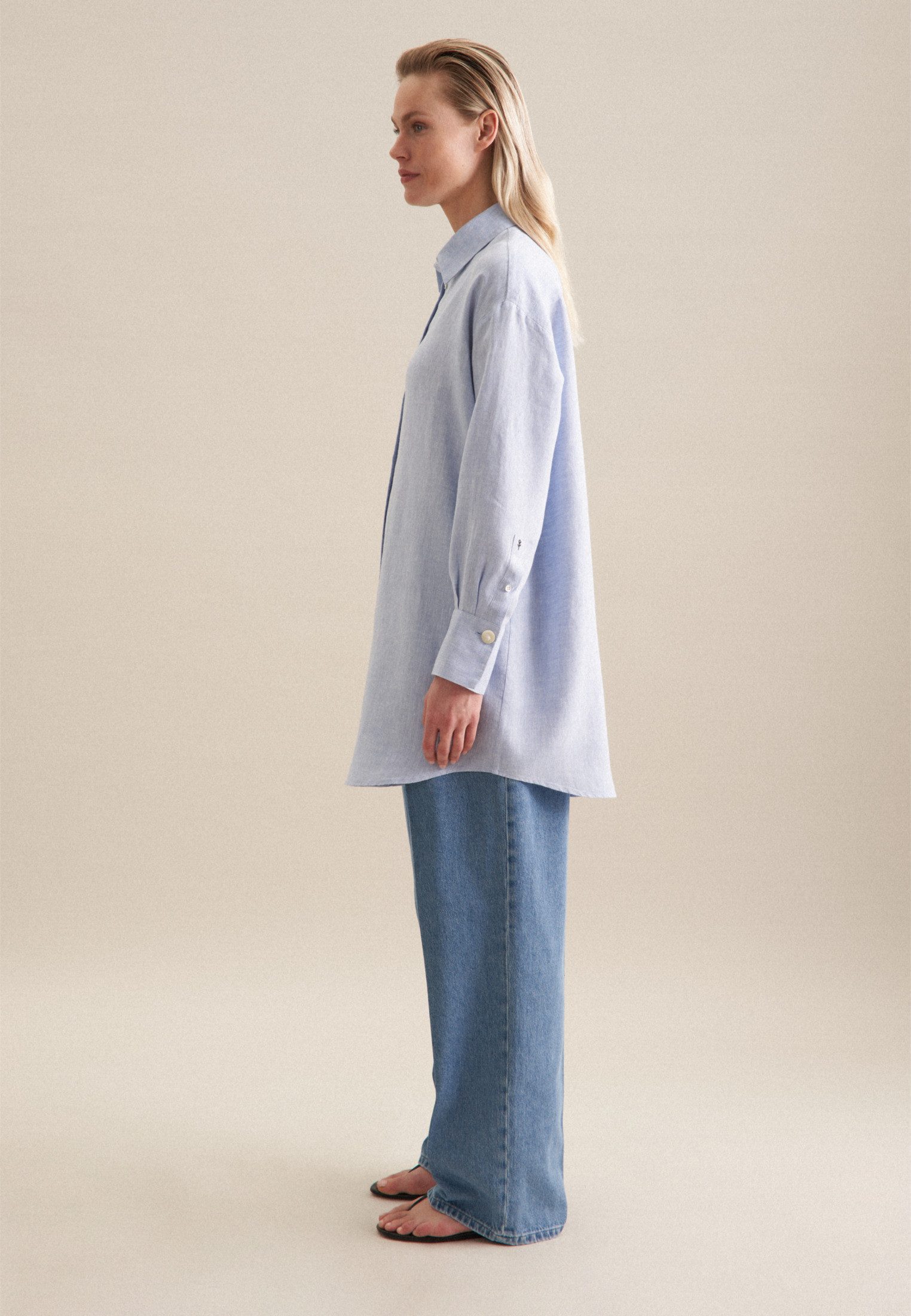 seidensticker Lange blouse Zwarte roos Lange mouwen kraag uni