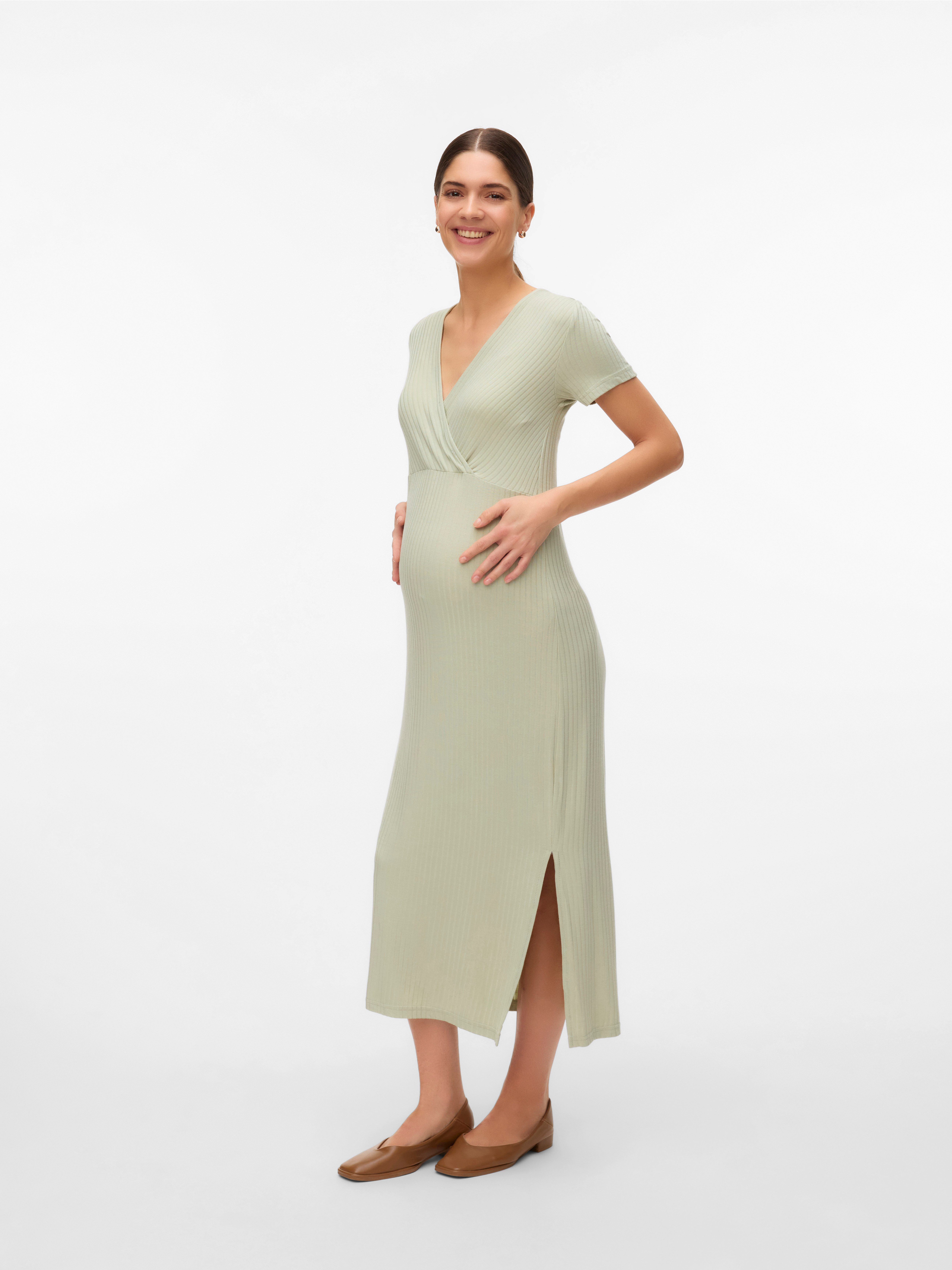 Mamalicious Jerseyjurk MLTRINITY TESS SS JRS MIDI DRESS 2F NOOS dames jerseyjurken maat S (36) groen