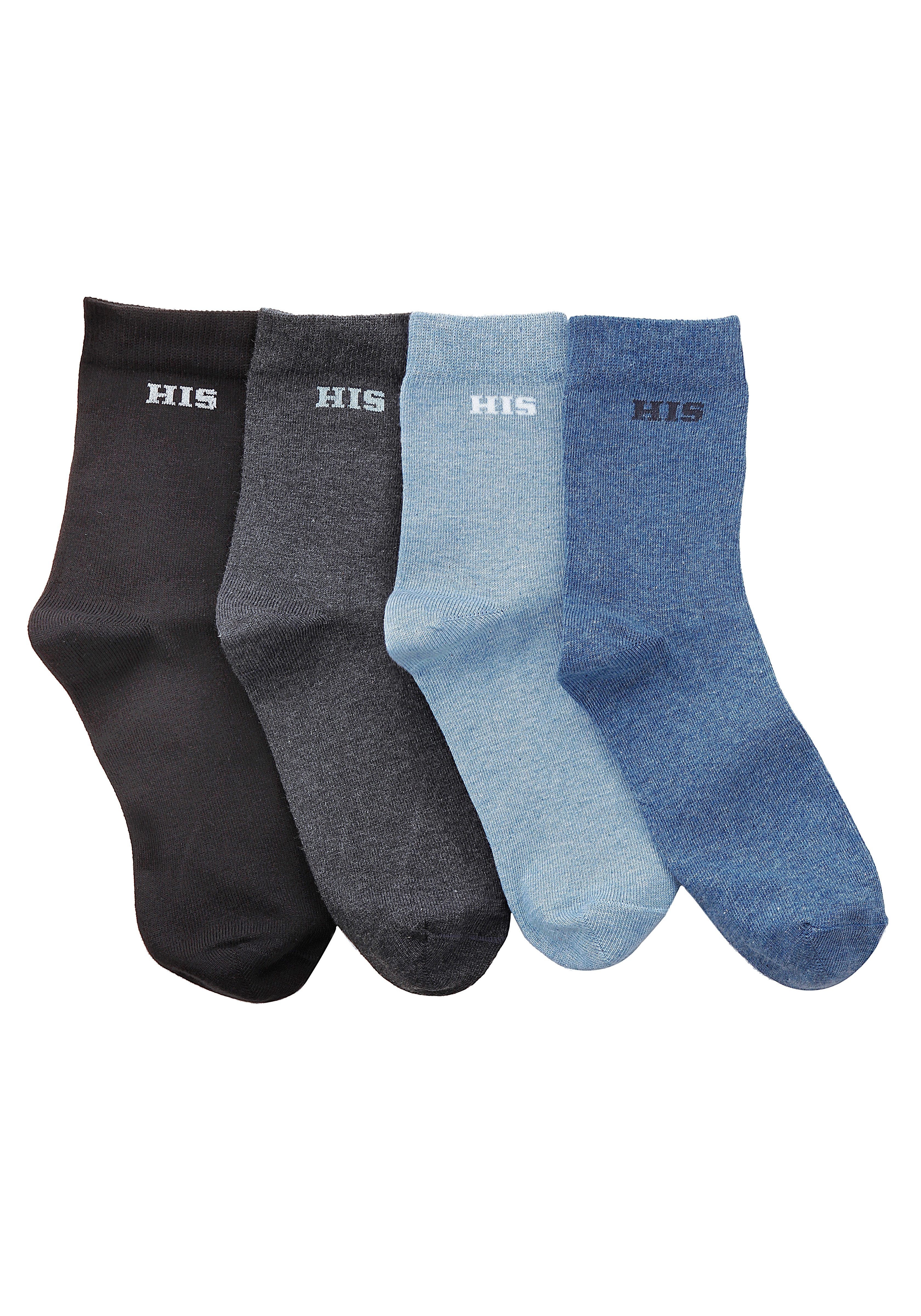 H.I.S Basic sokken met ingebreid logo (set, 4 paar)