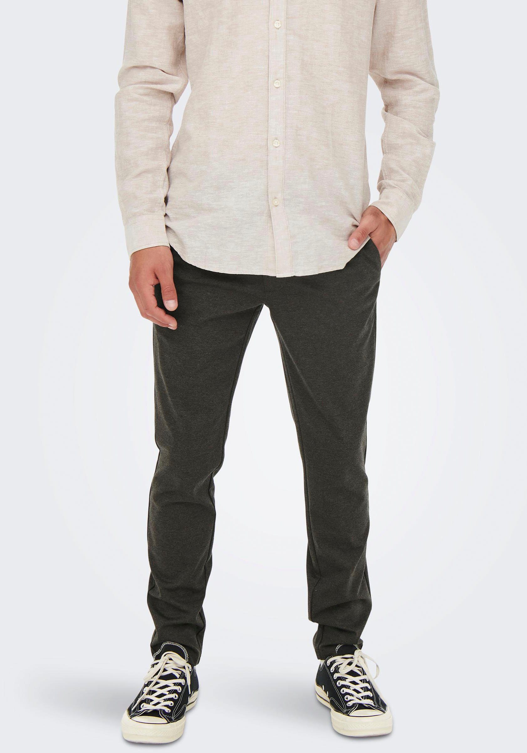 ONLY & SONS Stoffen broek met licht structuurmotief heren broeken maat 28 zwart