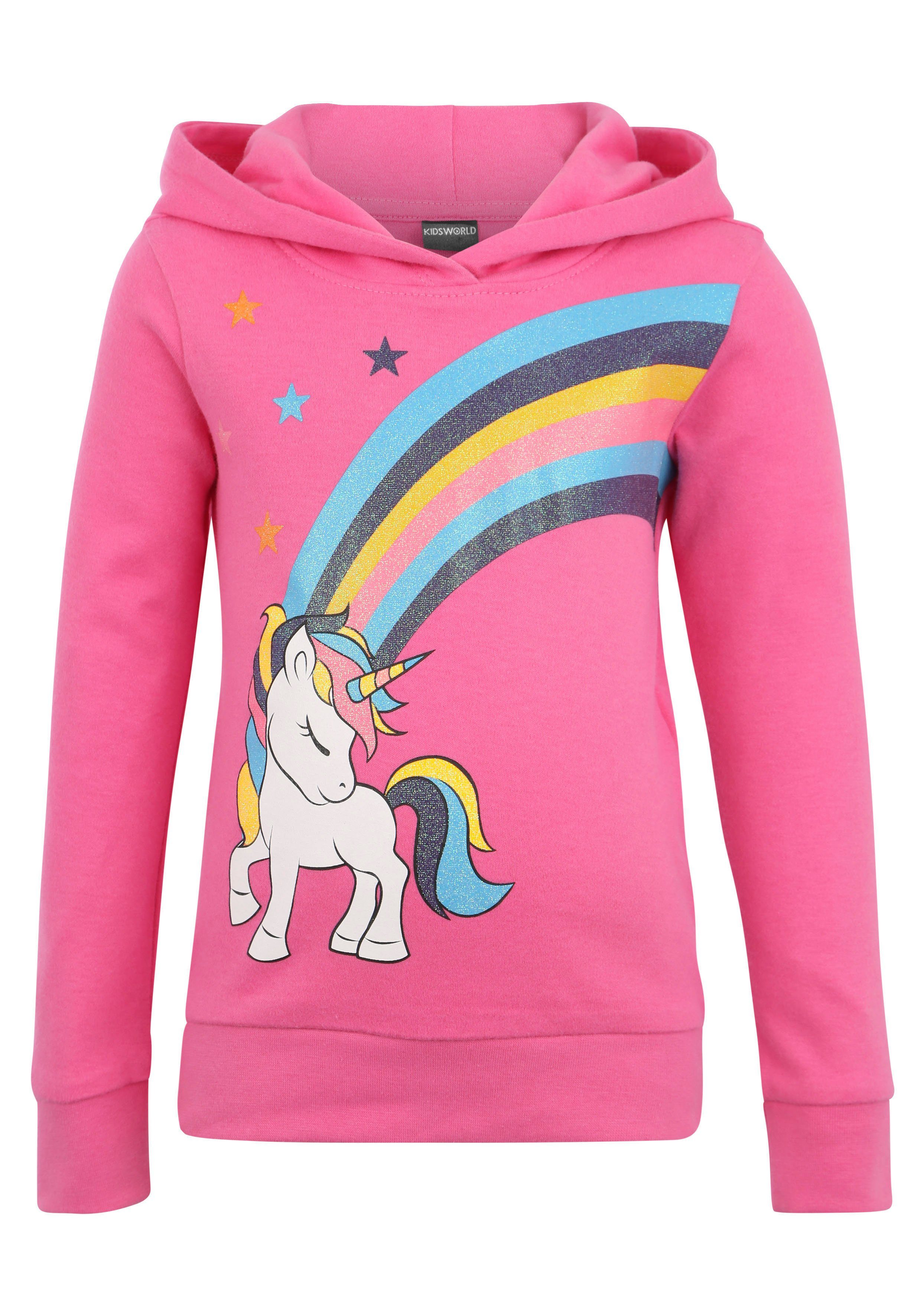 KIDSWORLD Shirt met lange mouwen Eenhoorn regenboog Lange mouwen, basic pasvorm, bedrukt, van katoen