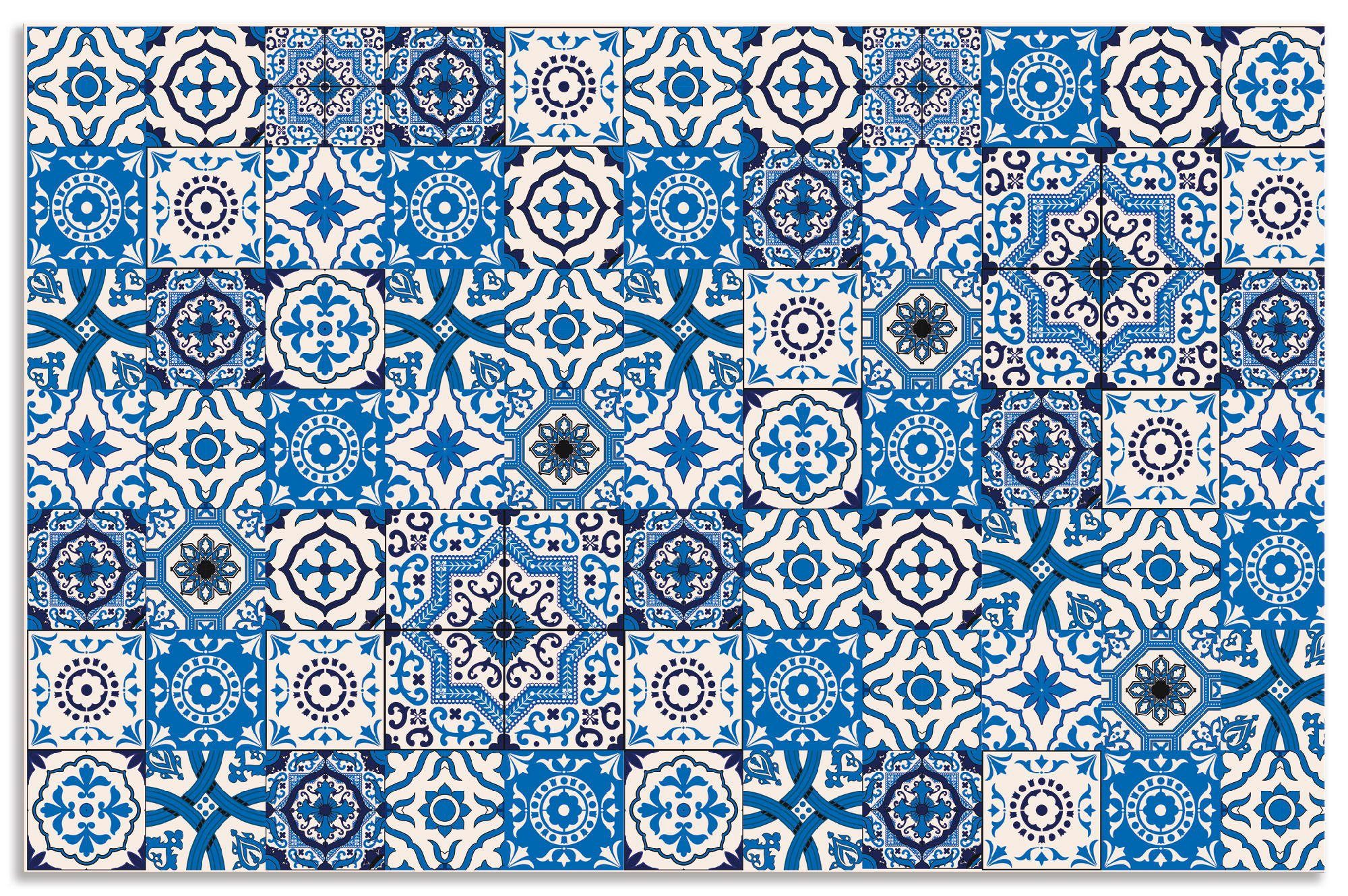 Artland Keukenwand Oriëntaalse tegels Aluminium spatscherm met plakband, gemakkelijke montage keukenwanden maat 100 cm x 65 cm blauw
