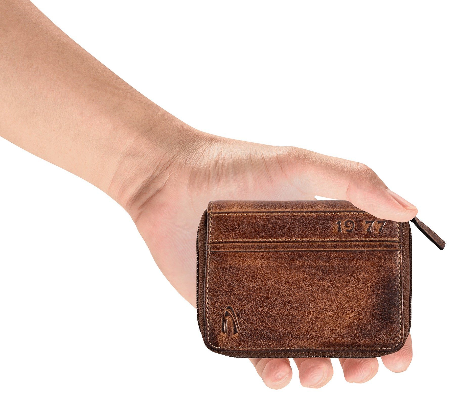 camel active Portemonnee Melbourne van hoogwaardig rundleer met robuuste stiksels in used look