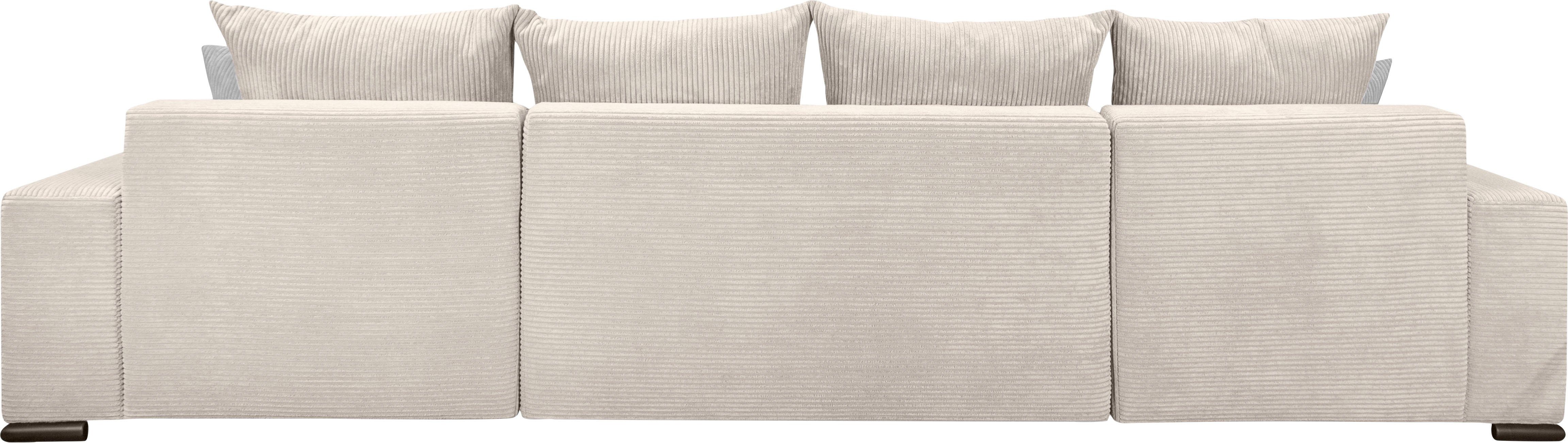 COLLECTION AB Zithoek XL-Josy U-vorm, breedte 313 cm, cord-/mix incl. bedfunctie, bedlade, met 4 gelijk grote rugkussens