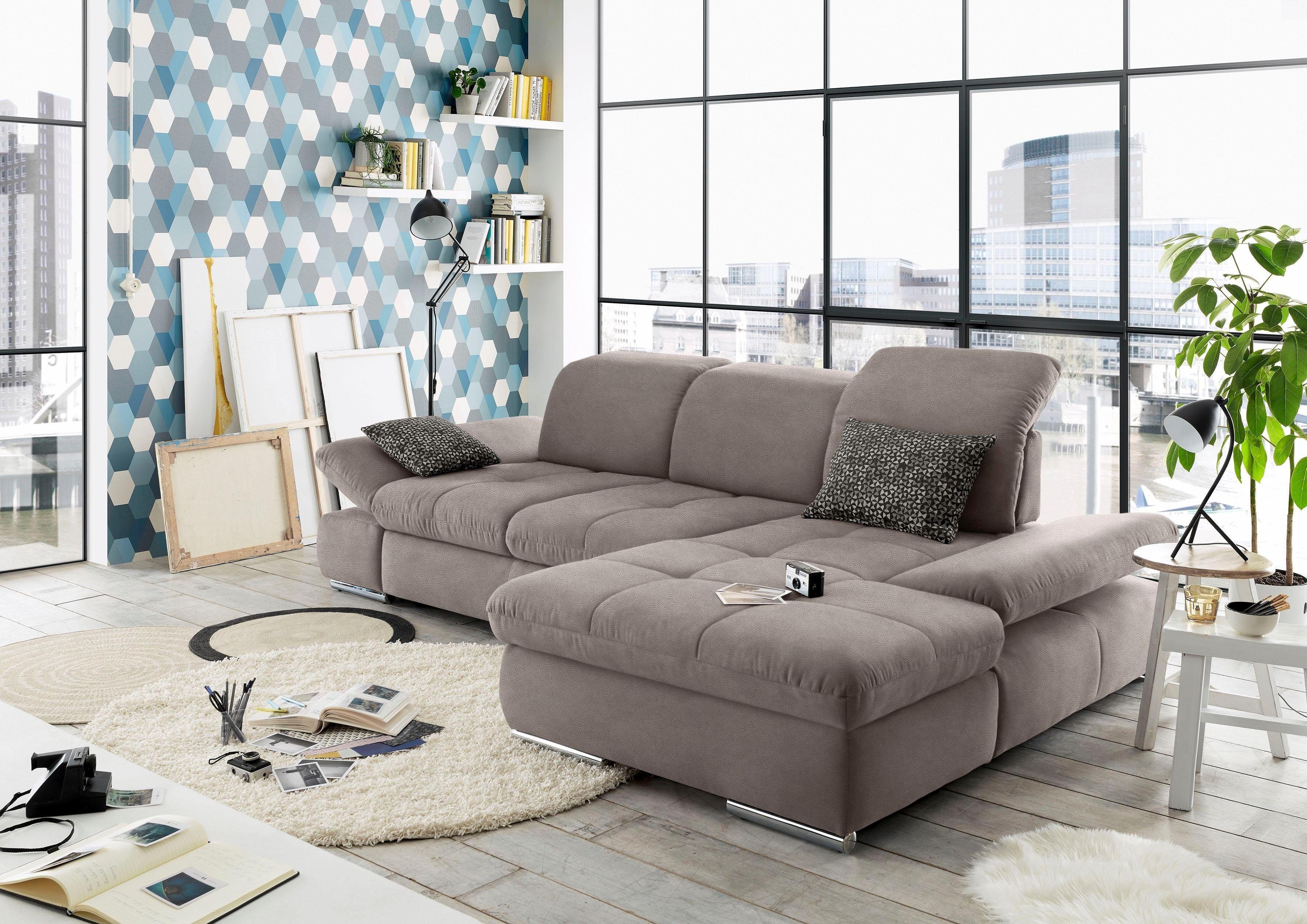 set one by Musterring Hoekbank SO4100 V met verstelbare hoofdeinden, optioneel met functies, cord bekleding , hoekbanken, 62 cm x 284 cm,