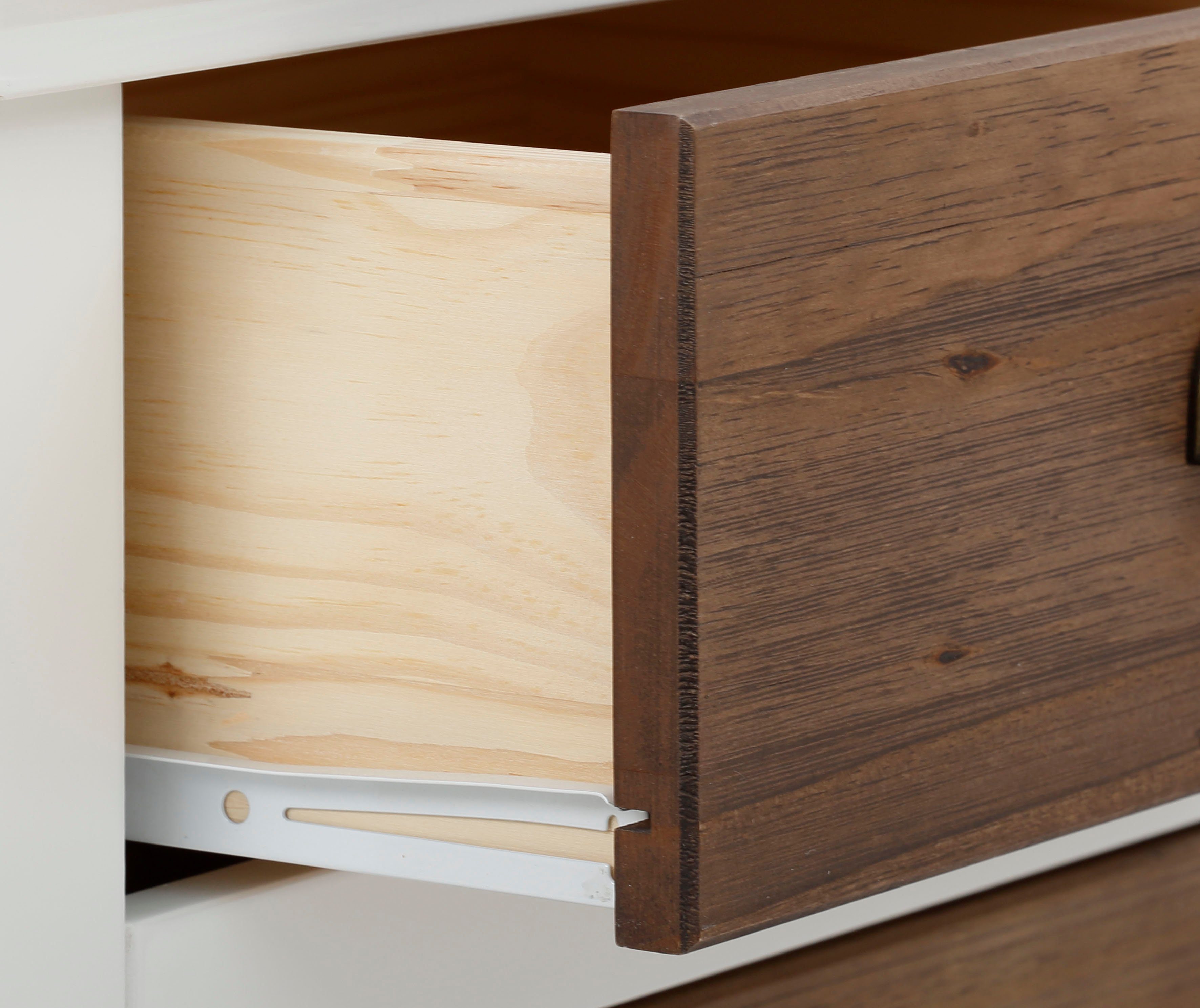 Home affaire Hoge kast Borey met 1 deur en 3 laden van massief hout, hoogte 125 cm, breedte 100 cm
