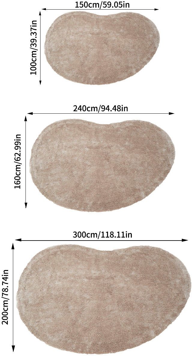 Bruno Banani Hoogpolig vloerkleed Dana Bean shape, bijzondere vorm, zacht, microvezel tapijten