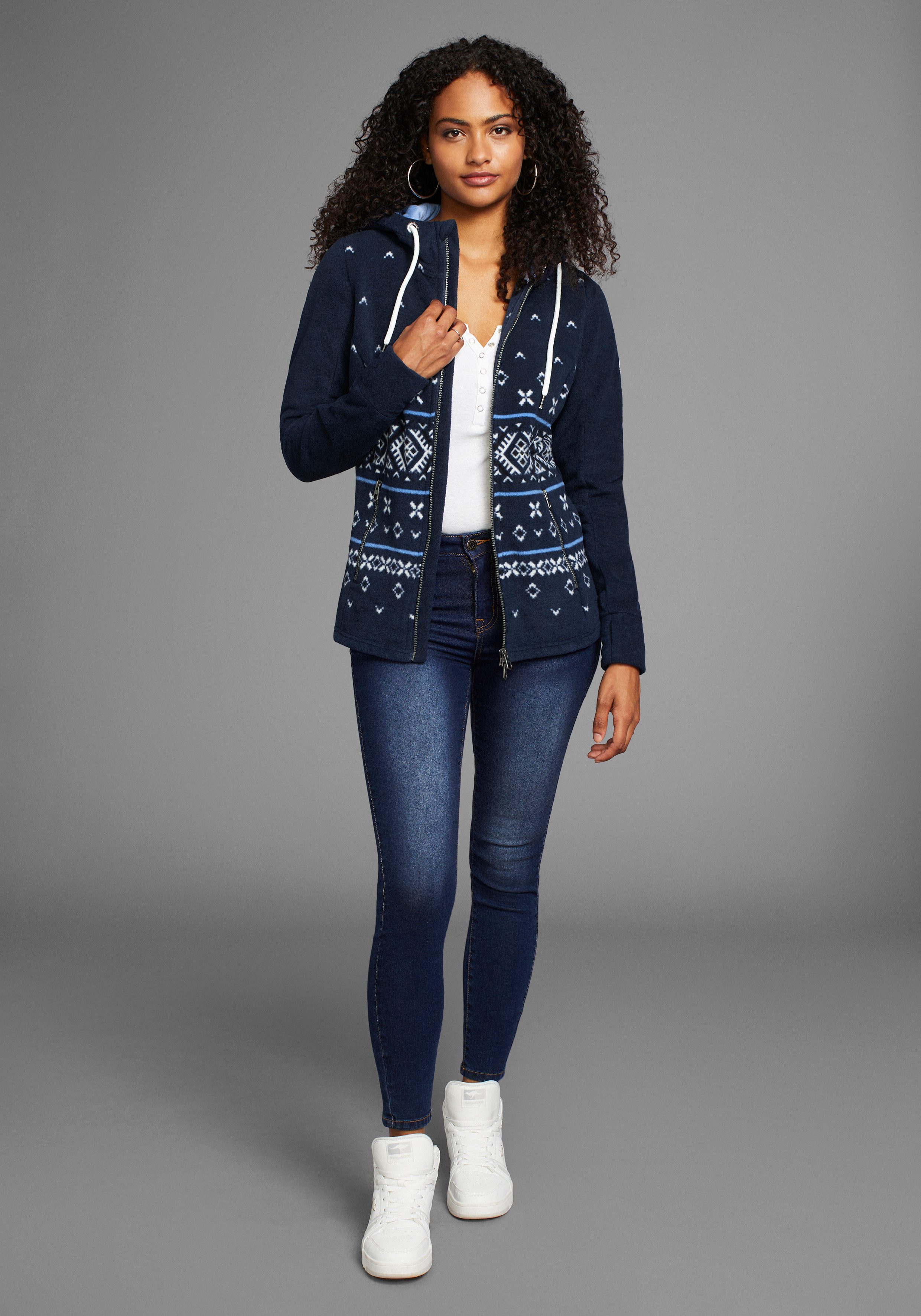 KangaROOS Fleecejack met noors motief