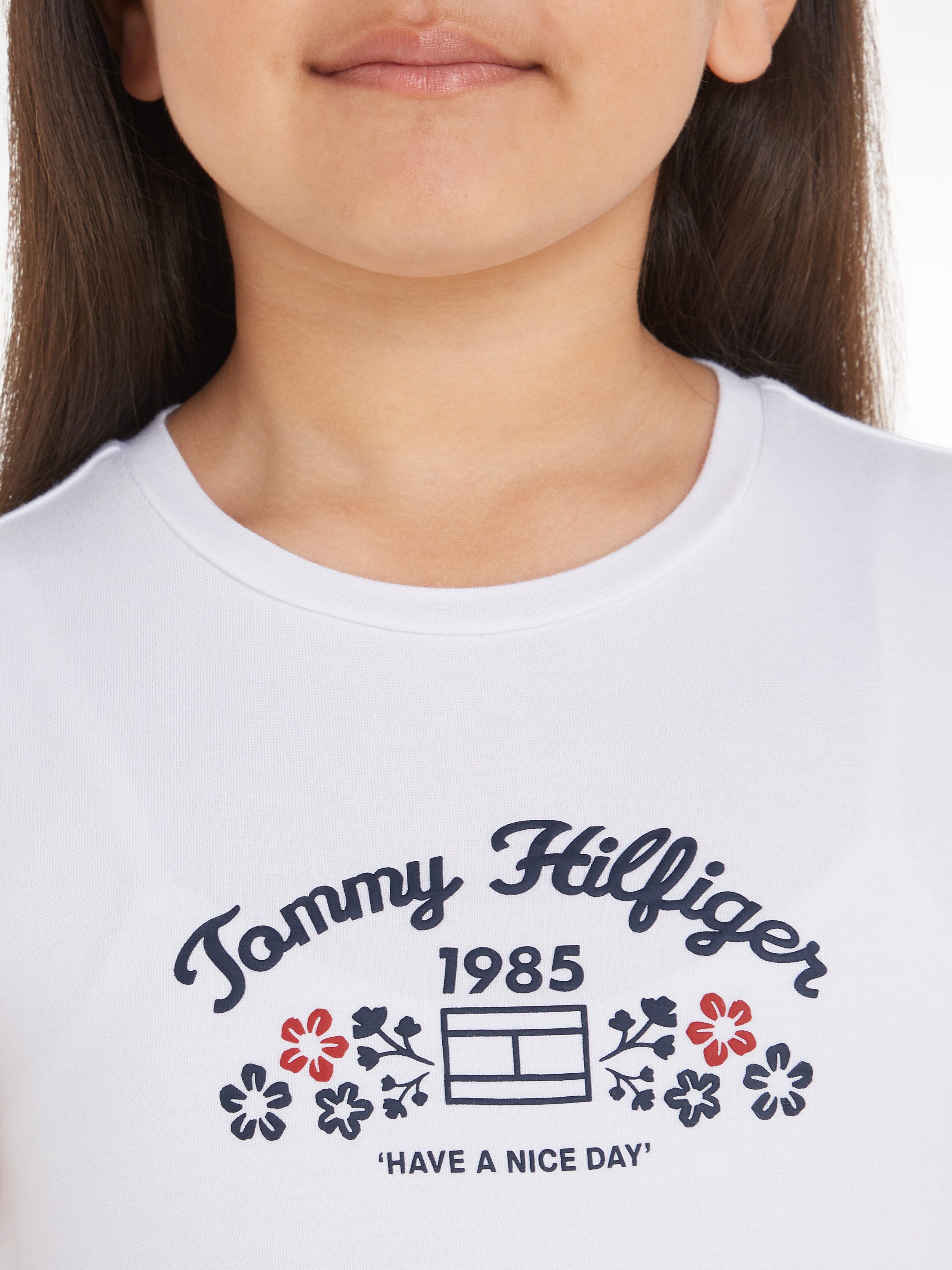 Tommy Hilfiger T-shirt FLOWER PUFF PRINT REG TEE SS Kinderen tot 16 jaar met merkprint