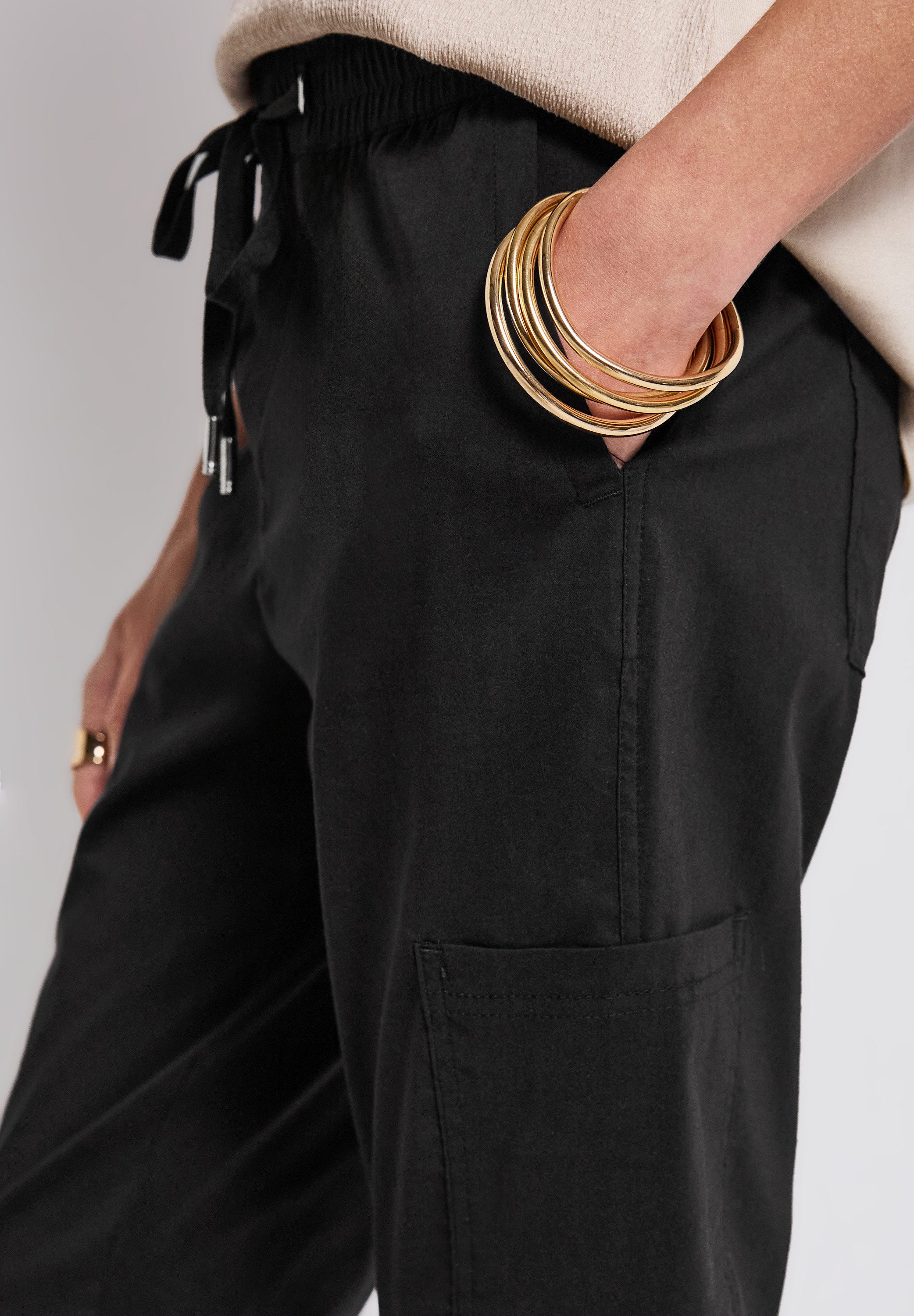 STREET ONE Stoffen broek Style Bonny elastische band met rijgkoord